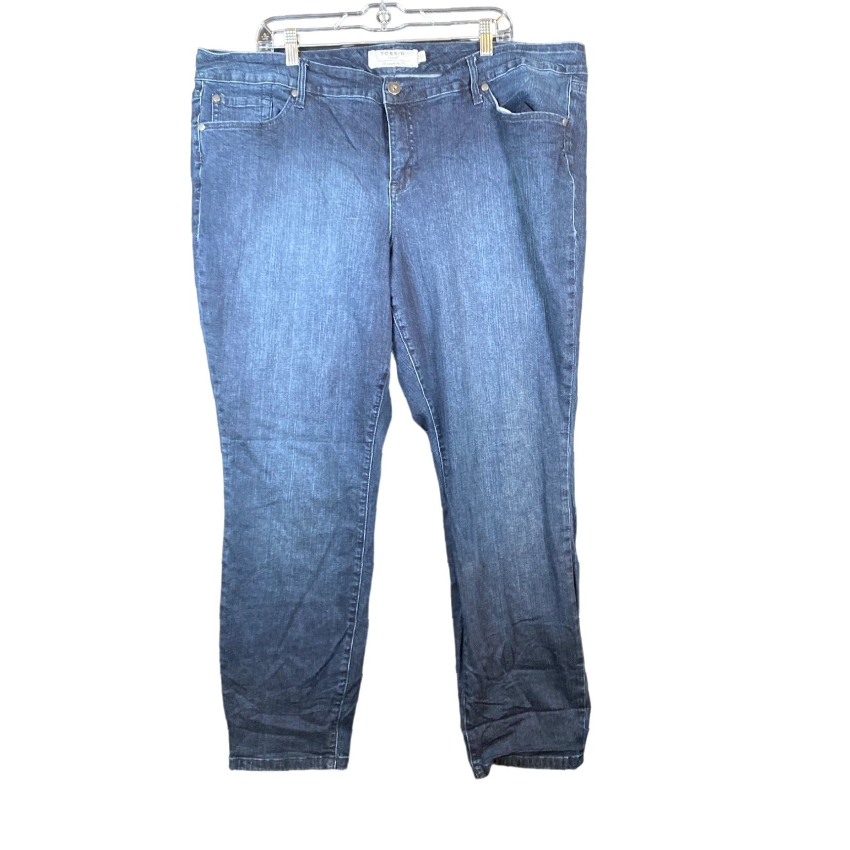 Torrid Torrid Jeans Blue Denim High Rise Straight Leg Stretch Cotton Blend 22 Womens Size 40" / US 18 - 2 Thumbnail