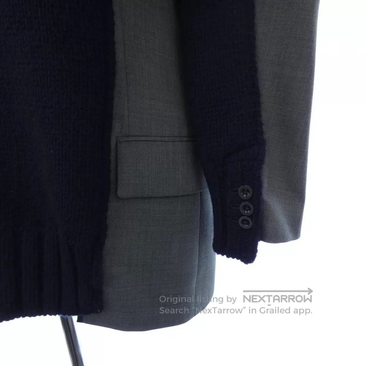 Sacai SACAI Wool Knit Jacket in Navy Gray. Size S / US 4 / IT 40 - 5 Thumbnail