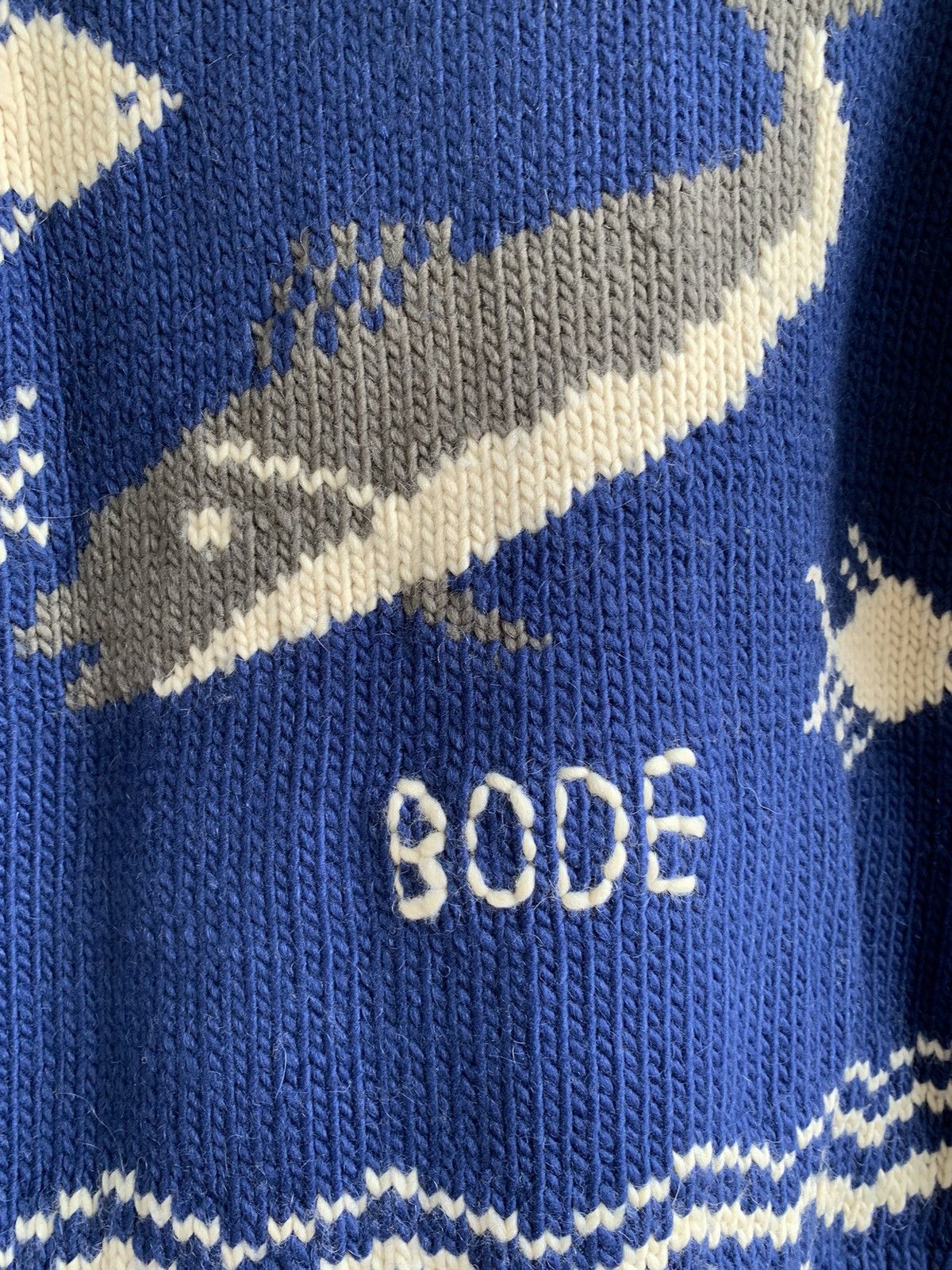 Bode Shawl-collar River Fish Cardigan in Blue Size US L / EU 52-54 / 3 - 5 Thumbnail
