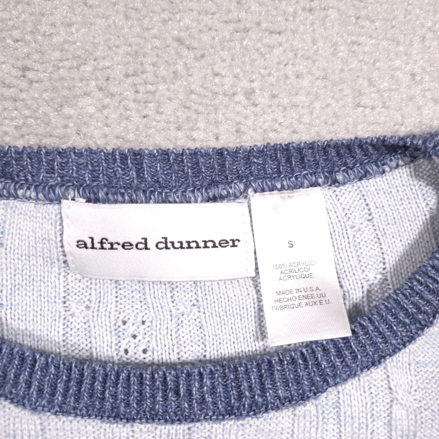 Vintage Alfred Dunner Sweater Womens Small Blue Stripe Cable Knit 3/4 Sleeve Made USA Size S / US 4 / IT 40 - 5 Thumbnail