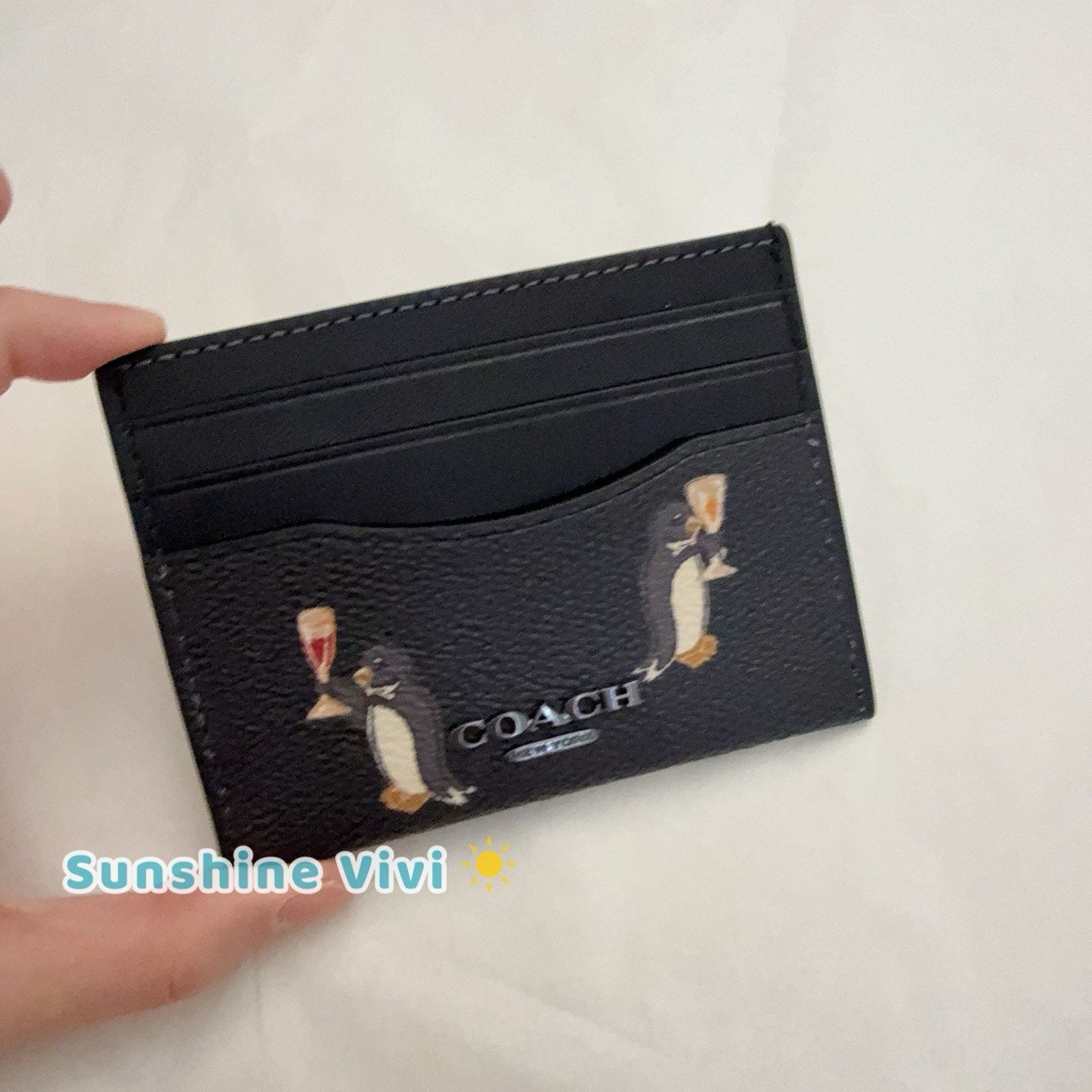 Coach NWT Coach Slim Id Card Case Penguin Print CCP96 Black Multi Size ONE SIZE - 3 Thumbnail