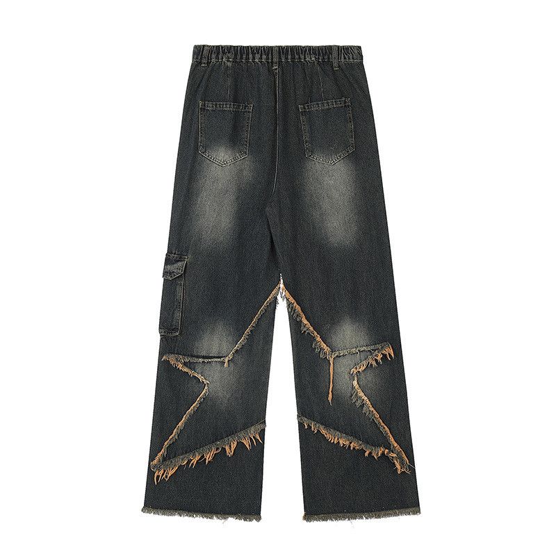 Japanese Brand American retro high street style frayed star washed jeans Size US 32 / EU 48 - 2 Thumbnail