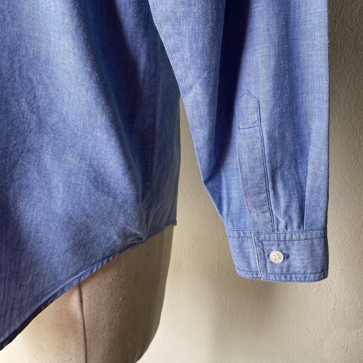 Japanese Brand × Vintage ENGLISH HERALDRY Vintage Patched Chambray Shirt. Size US M / EU 48-50 / 2 - 16 Thumbnail