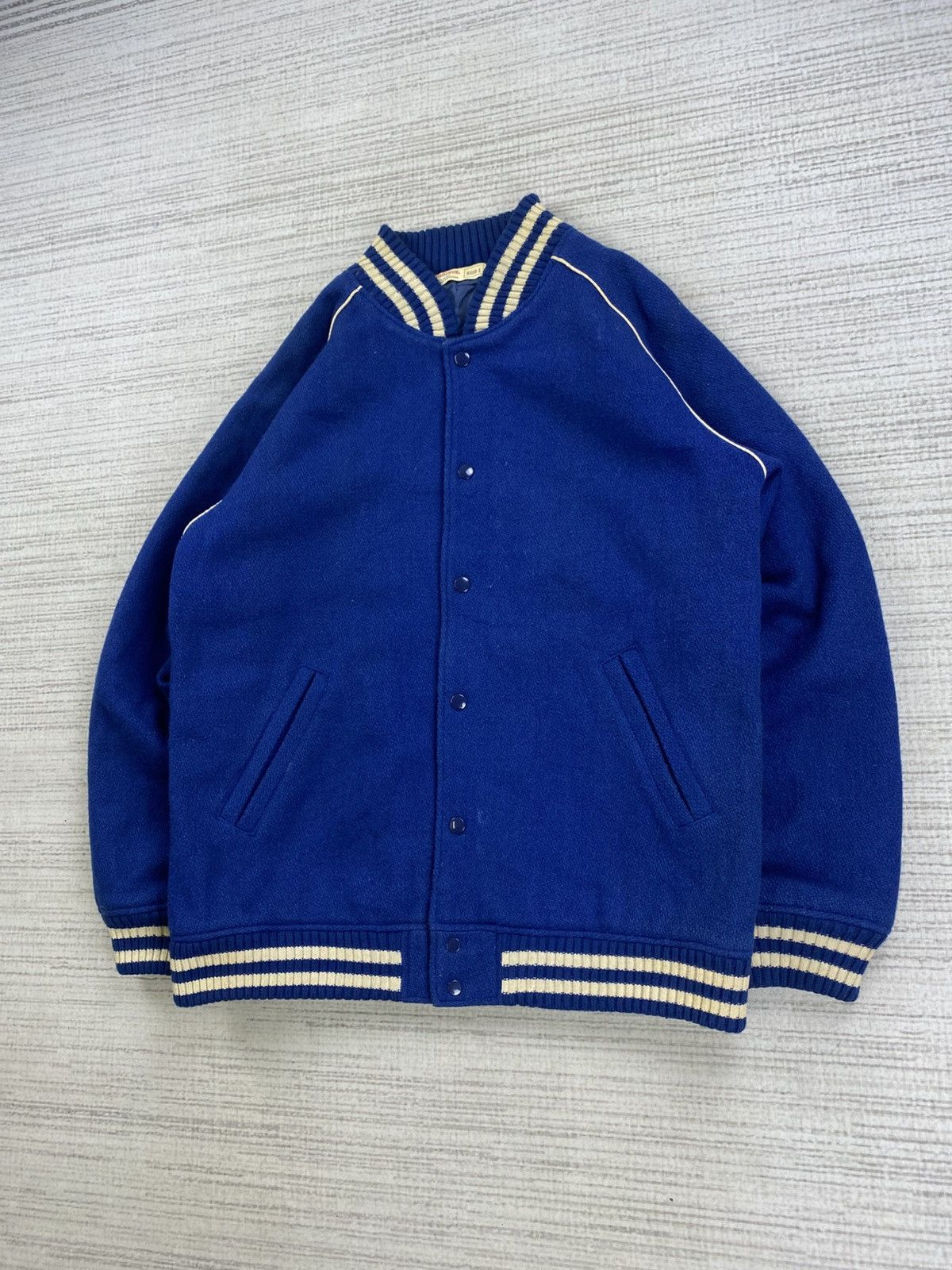 Vintage Vintage Antiballistic Wool Varsity Plain Jacket Size US L / EU 52-54 / 3 - 4 Thumbnail