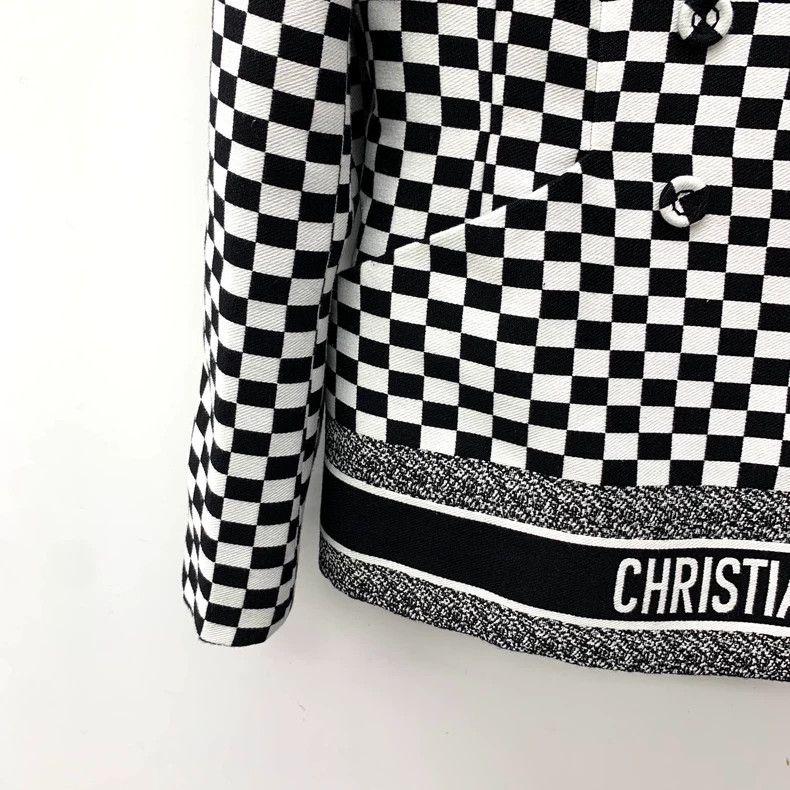 Dior Dior Black and white color checkerboard cotton lapel doubl Size XS / US 0-2 / IT 36-38 - 4 Thumbnail
