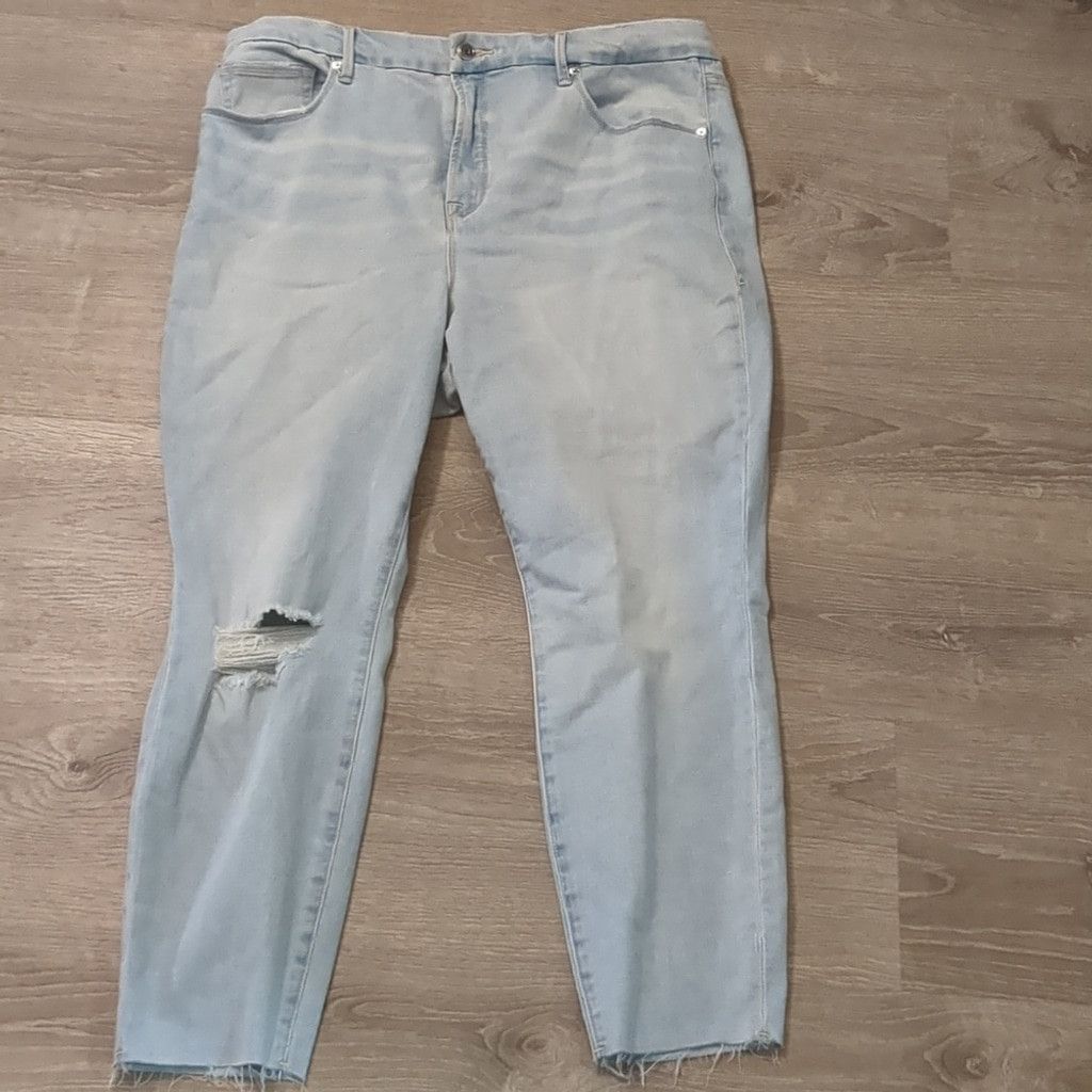 Good American Good American Good Waist distressed Skinny Cropped Jean sz18 Size 40" / US 18 - 1 Thumbnail