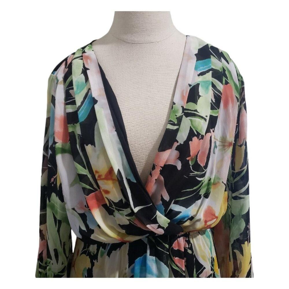 Designer CT1943 Meghan Los Angeles Floral Evening Maxi Dress L Size L / US 10 / IT 46 - 4 Thumbnail