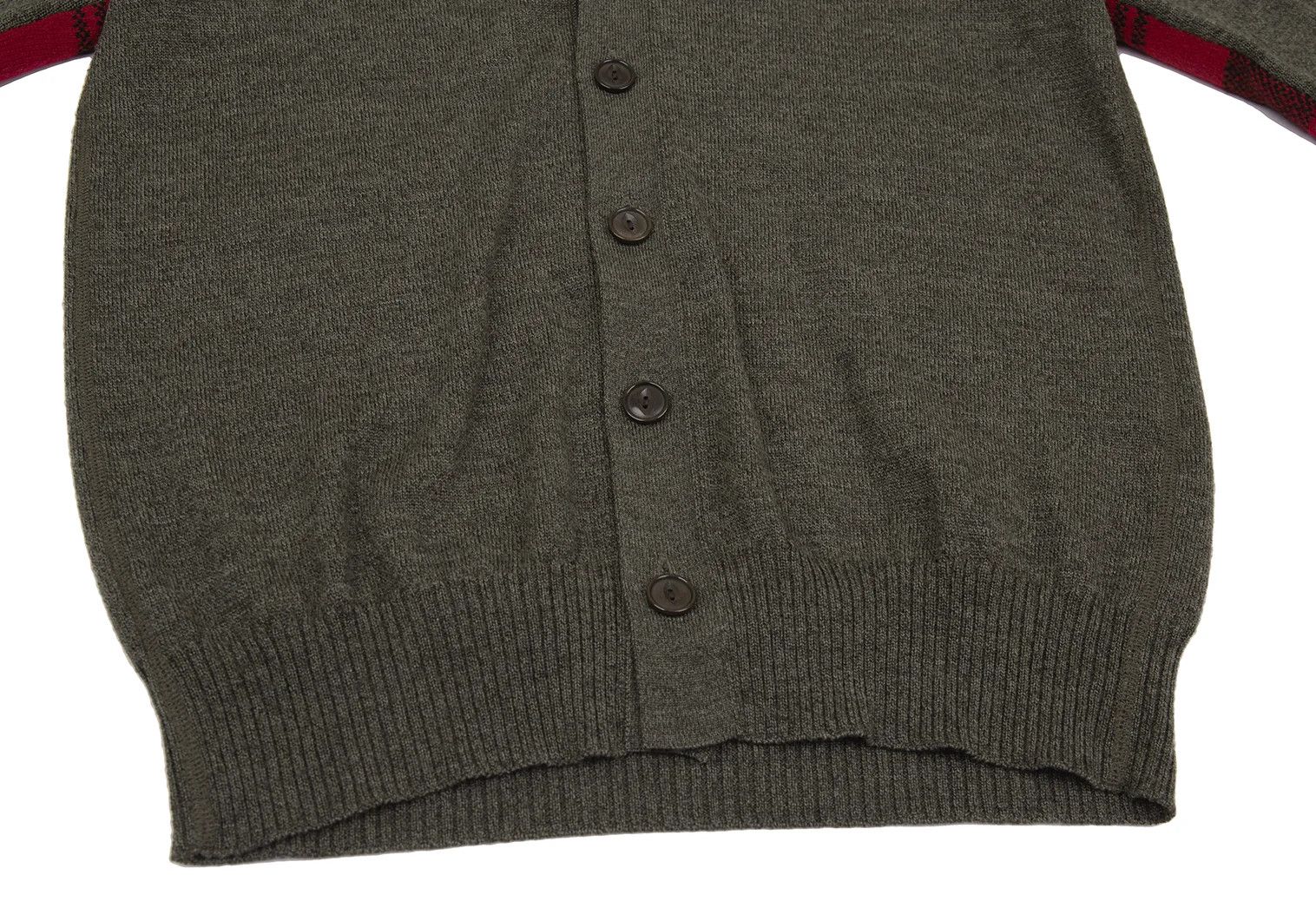 Junya Watanabe Checkerboard Knit Cardigan in Olive Green, Size S Size US S / EU 44-46 / 1 - 8 Thumbnail