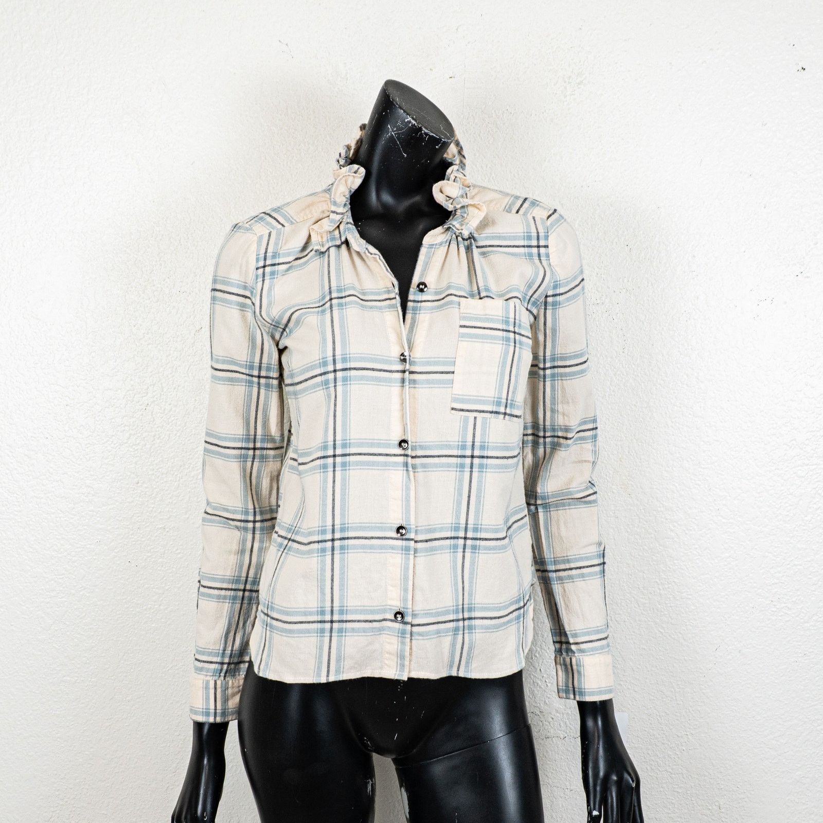 Other KMJ Kate Mchale Jensen Quarantina Ruffle Flannel Beige blue Size XS / US 0-2 / IT 36-38 - 2 Thumbnail