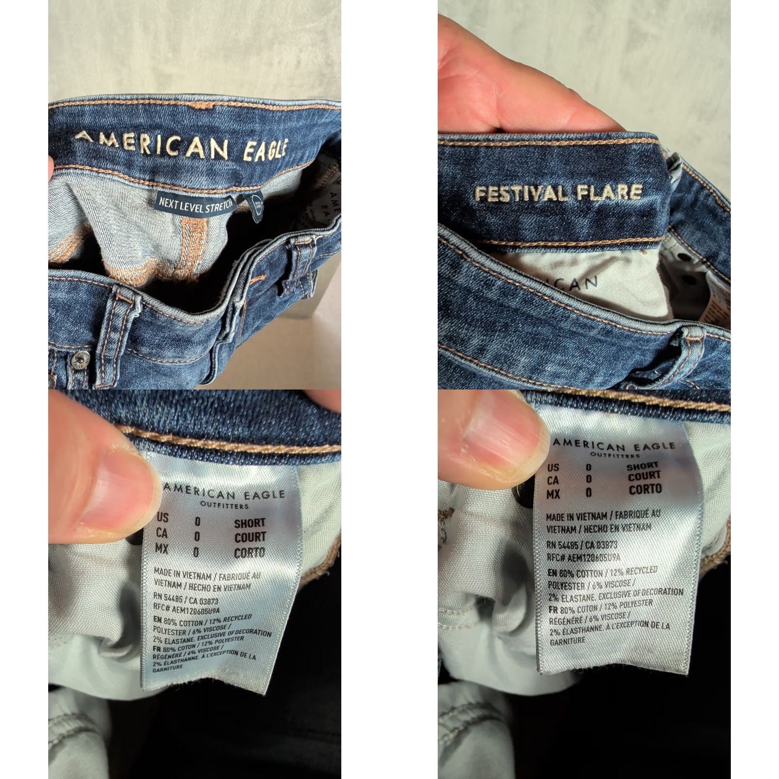 American Eagle Outfitters American Eagle Festival Flare Jeans sz 0 short Stretch Hippie Boho Blue Size 25" / US 0 / IT 36 - 9 Thumbnail