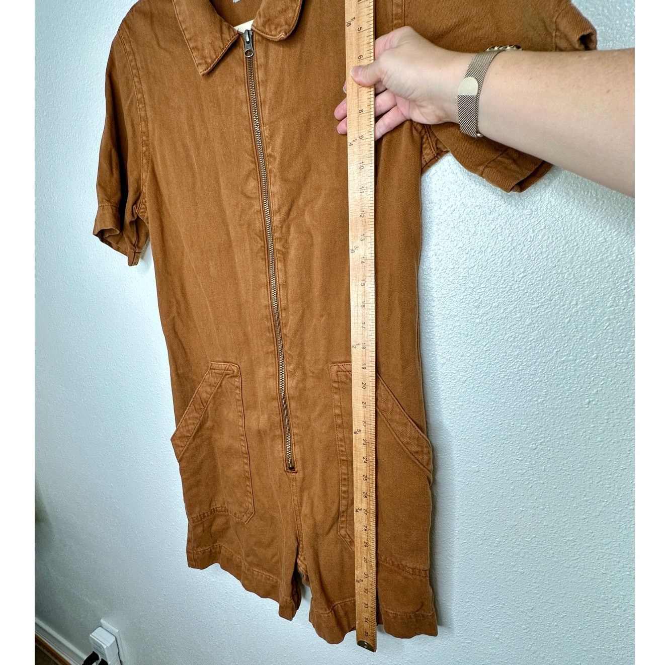 Everlane Everlane The Denim Short Coverall Cotton Brown Rust Romper 6 Size 28" / US 6 / IT 42 - 11 Thumbnail