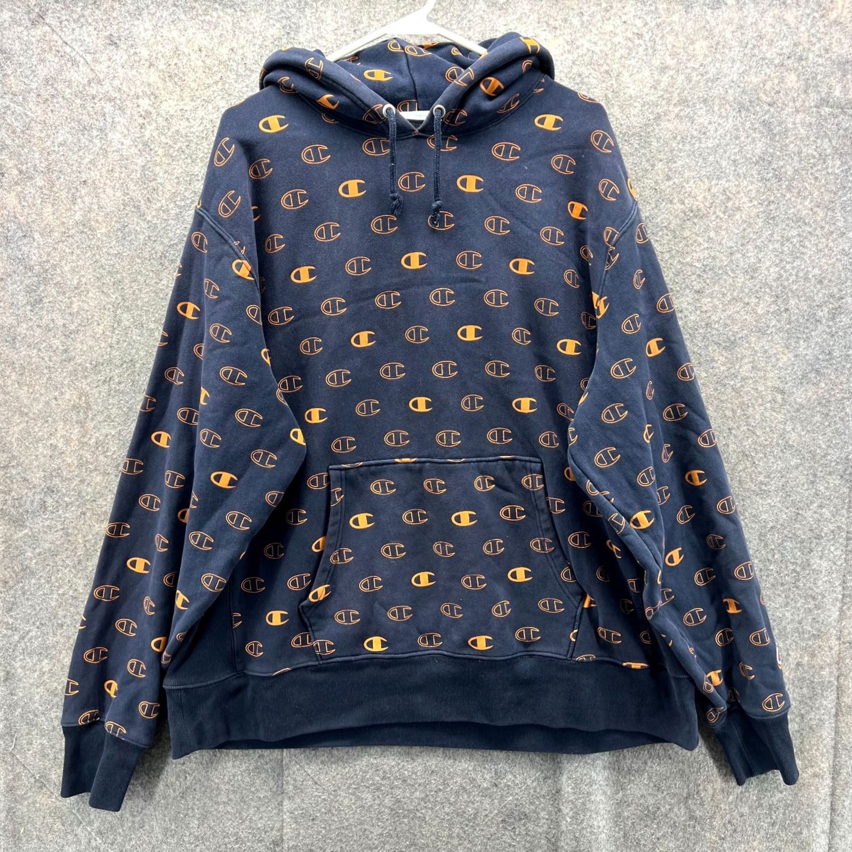 Champion VINTAGE Champion Sweater Womens 2X Blue Orange Reverse Weave Hoodie Pullover AOP Vtg Size XXL / US 16-18 / IT 52-54 - 2 Thumbnail