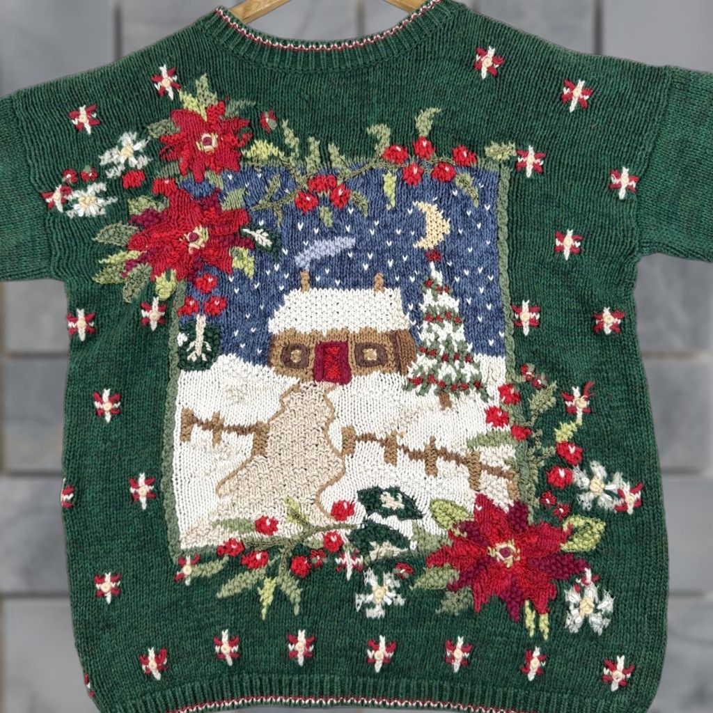 Vintage VINTAGE Tiara International Ugly Christmas Sweater Tree XL Green Embroidered Size XL / US 12-14 / IT 48-50 - 1 Thumbnail
