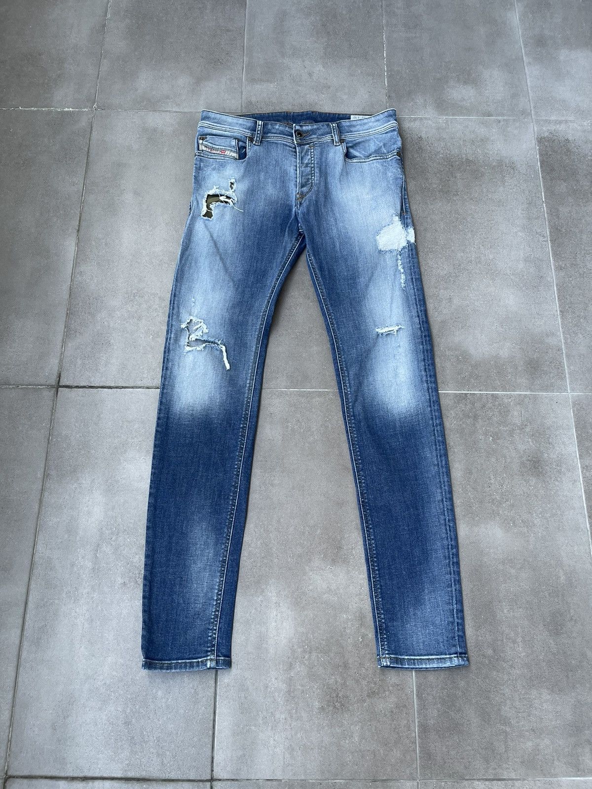 Diesel Diesel SLEENKER Distressed Multi Indigo Denim Pants Size US 31 - 2 Thumbnail