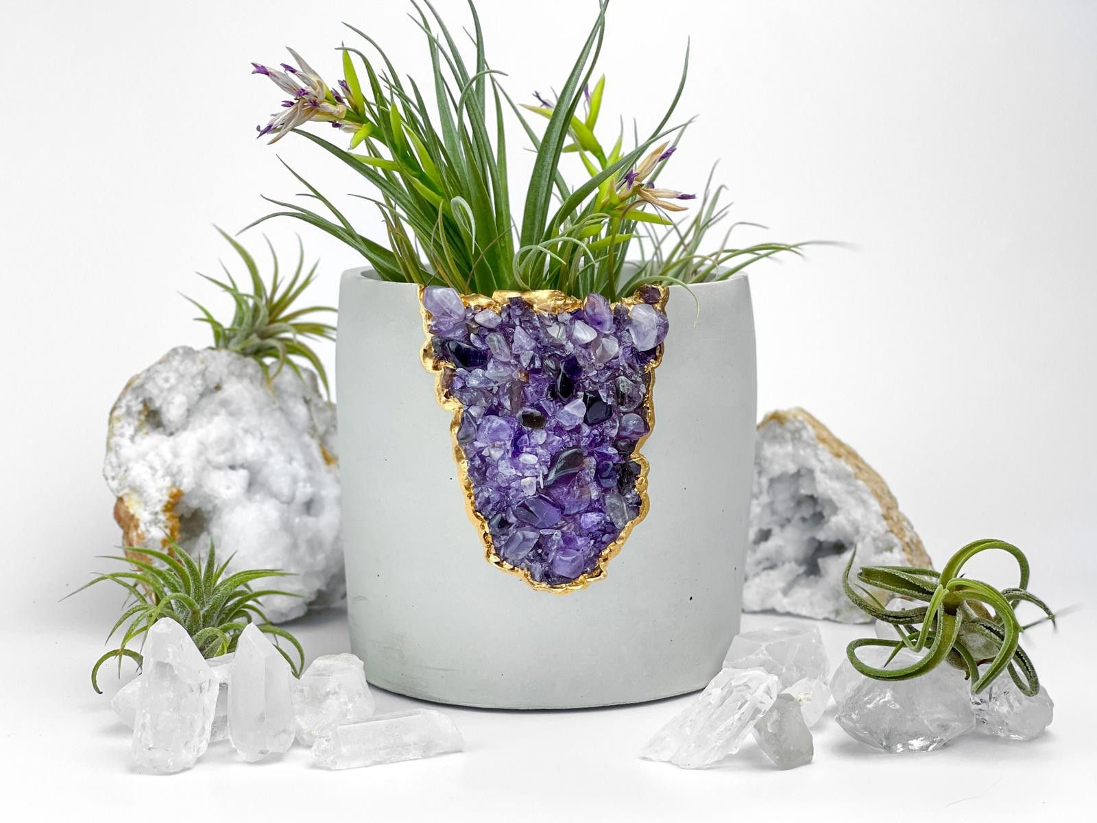Other Large Geode Planter, AMETHYST Succulent 5 inch Concrete POT Size ONE SIZE - 1 Thumbnail