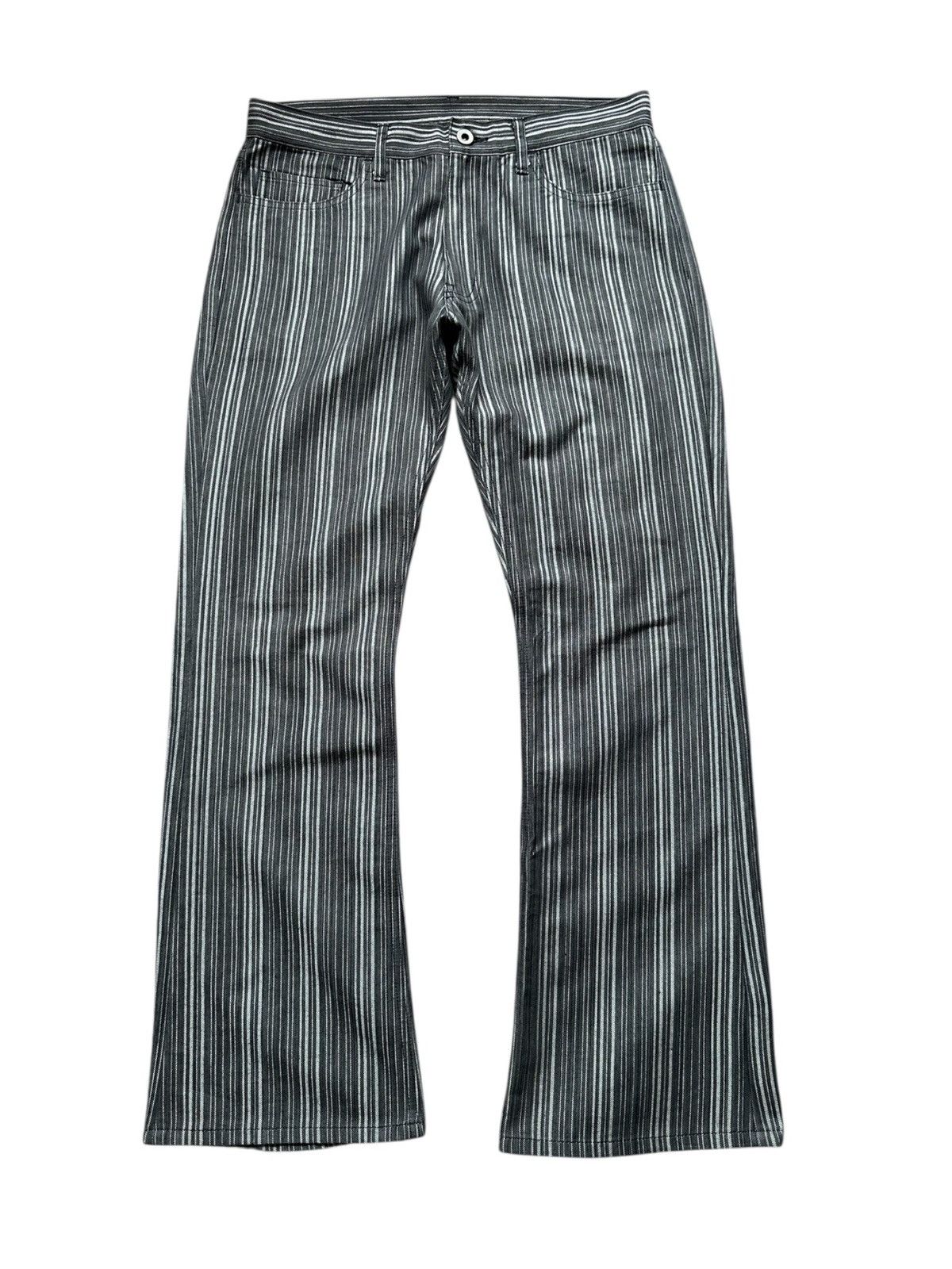 Share Spirit Homme 2000's Edge Rupert Wabash stripe denim flared jeans Size US 31 - 1 Thumbnail