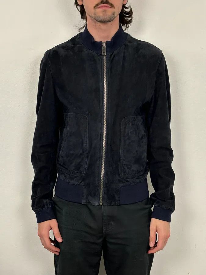 Dolce & Gabbana 2010s Dolce & Gabbana Navy Leather Bomber Jacket Size US M / EU 48-50 / 2 - 2 Thumbnail