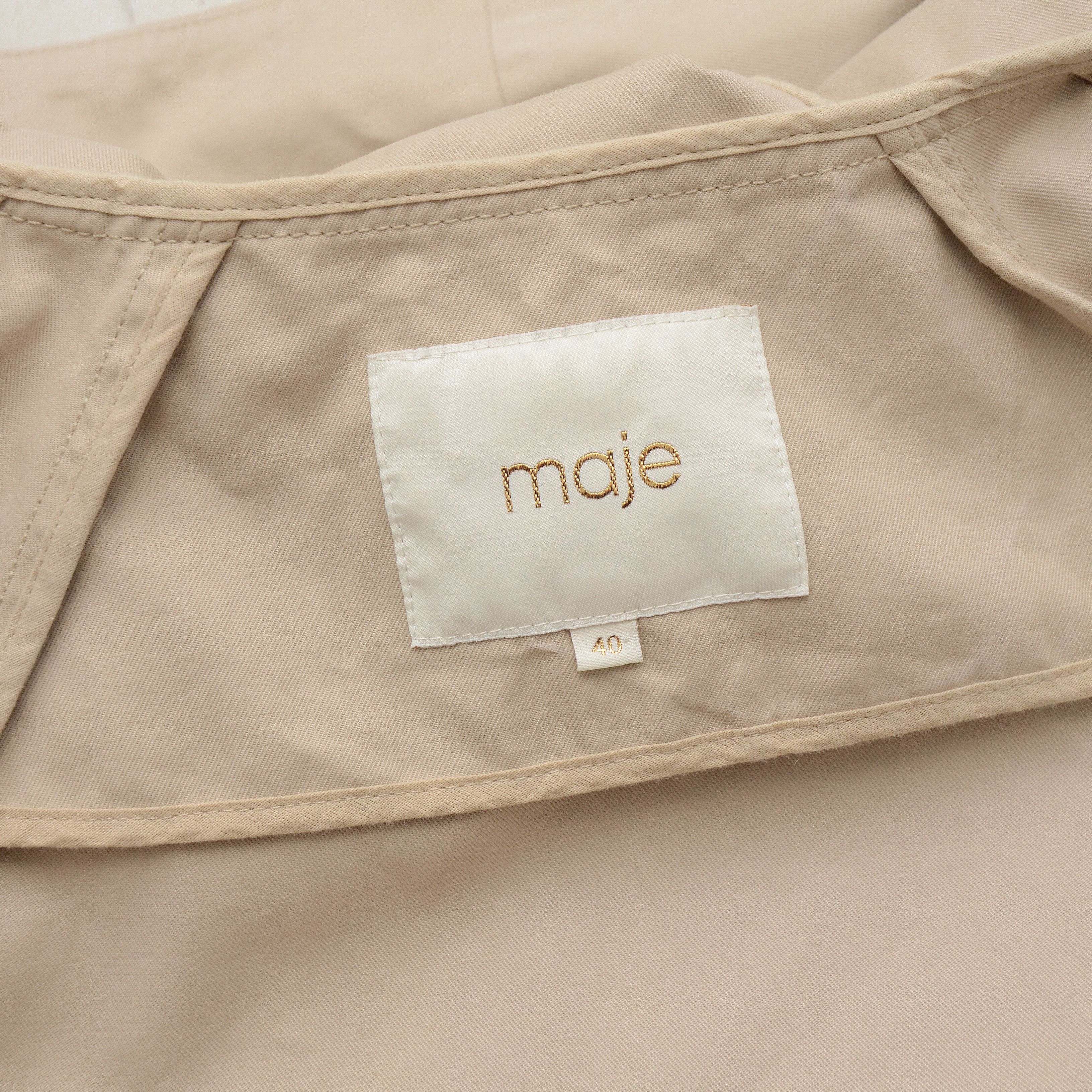 Maje Maje Coat Beige Belted Hooded Long Trench Pockets Designer Size S / US 4 / IT 40 - 9 Thumbnail