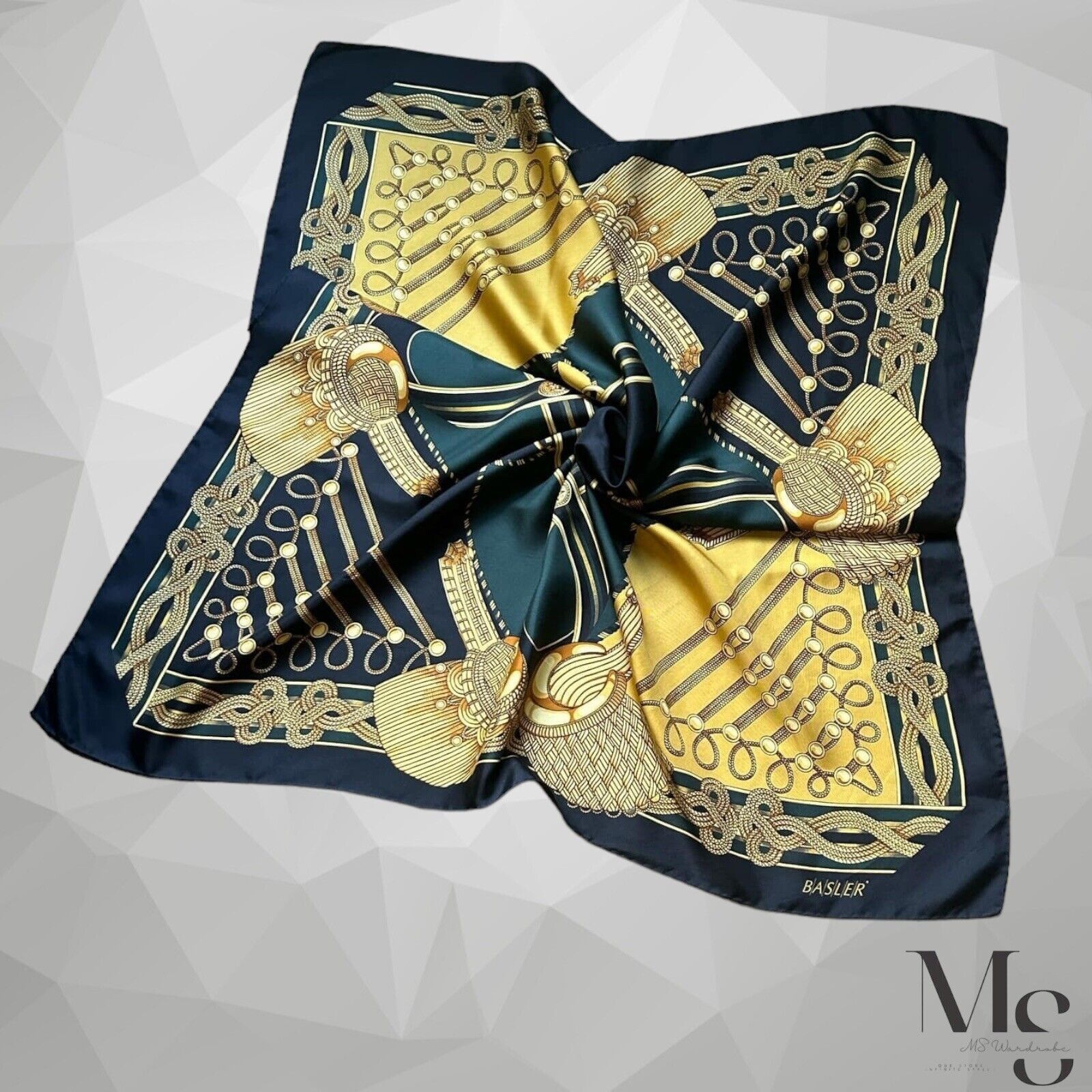 Other BASLER Tricolor Royal Uniform Print Scarf Silk SQR 34.5" EC Size ONE SIZE - 2 Thumbnail