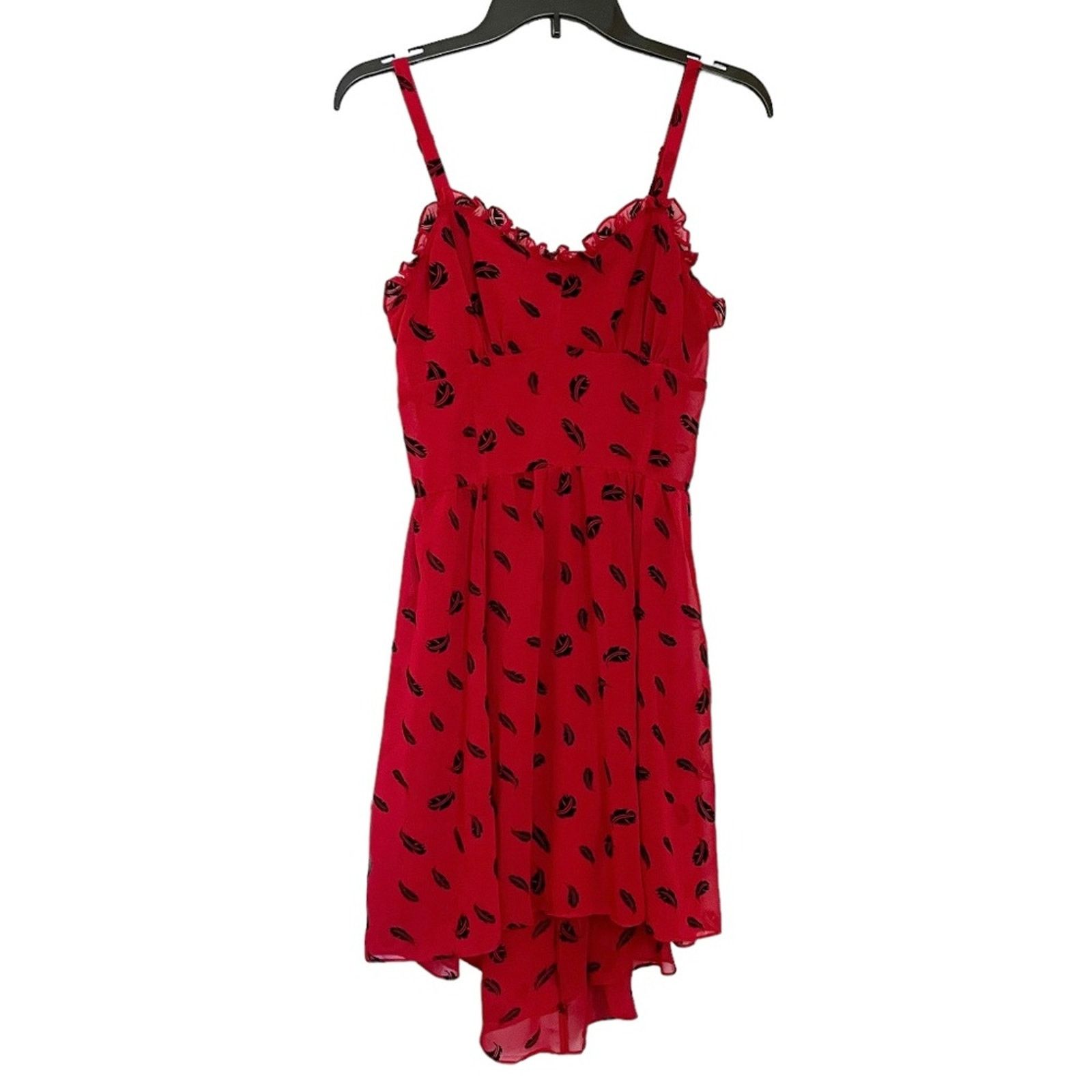 Tripp NYC Royal Bones Red & Black Feather High-Low Dress Size S / US 4 / IT 40 - 1 Thumbnail