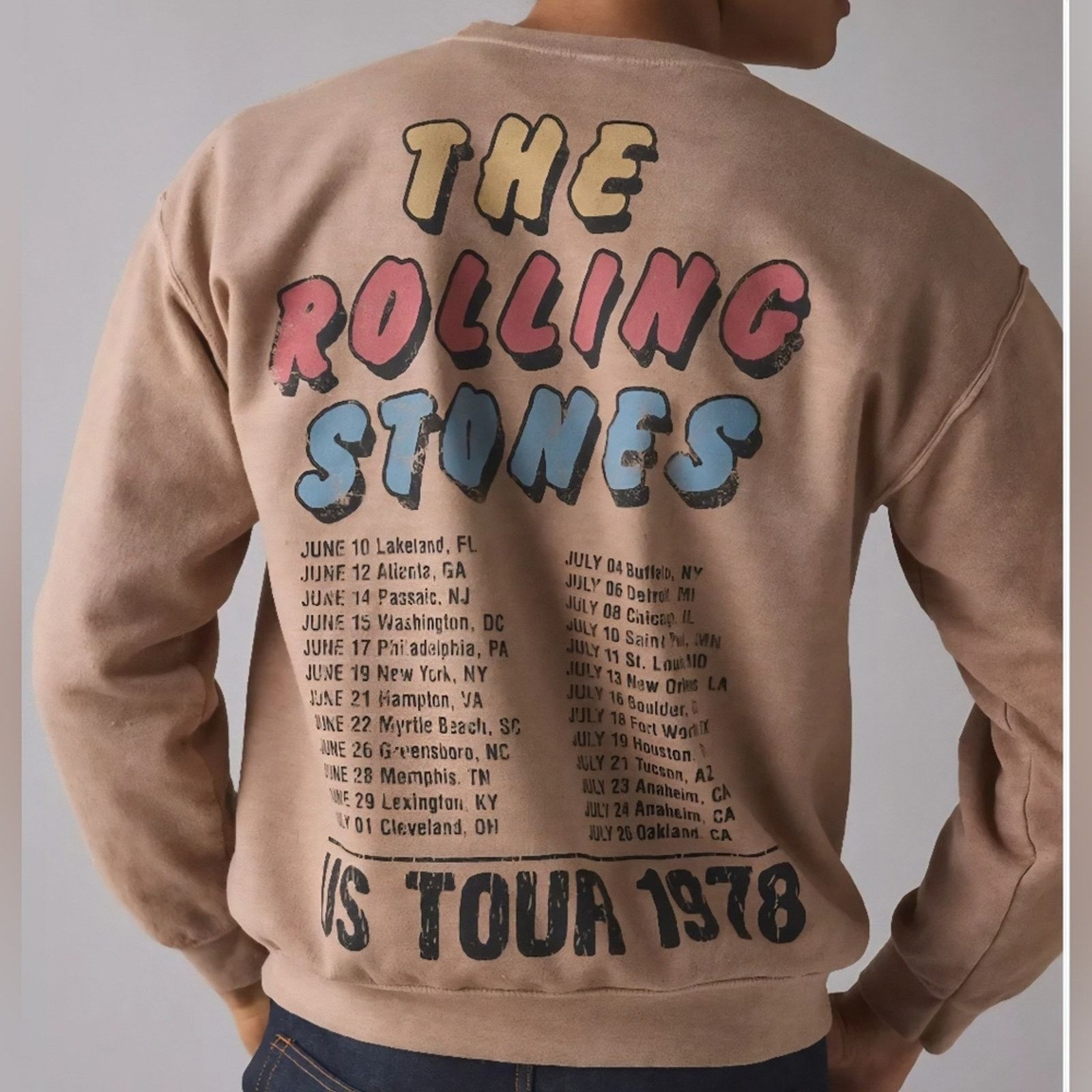 Urban Outfitters Rolling Stones Houston 1978 Graphic Crew Neck Sweatshirt, M Size US M / EU 48-50 / 2 - 2 Thumbnail