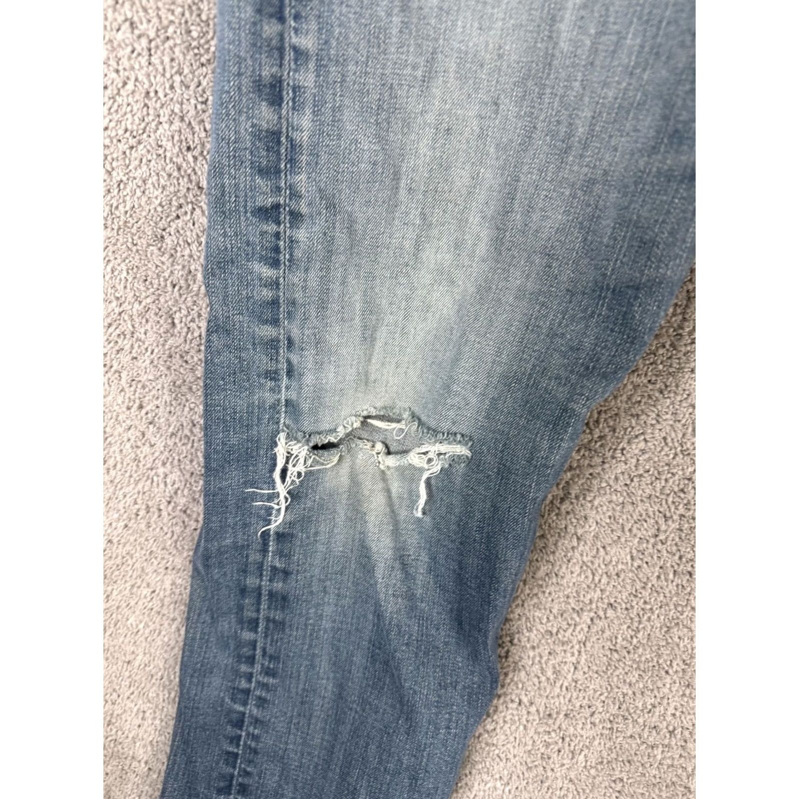 Levi's Levi's 502 Jeans Mens 33x30 Blue Tapered Leg Stretch Distressed Denim Medium Wash Size US 33 - 5 Thumbnail