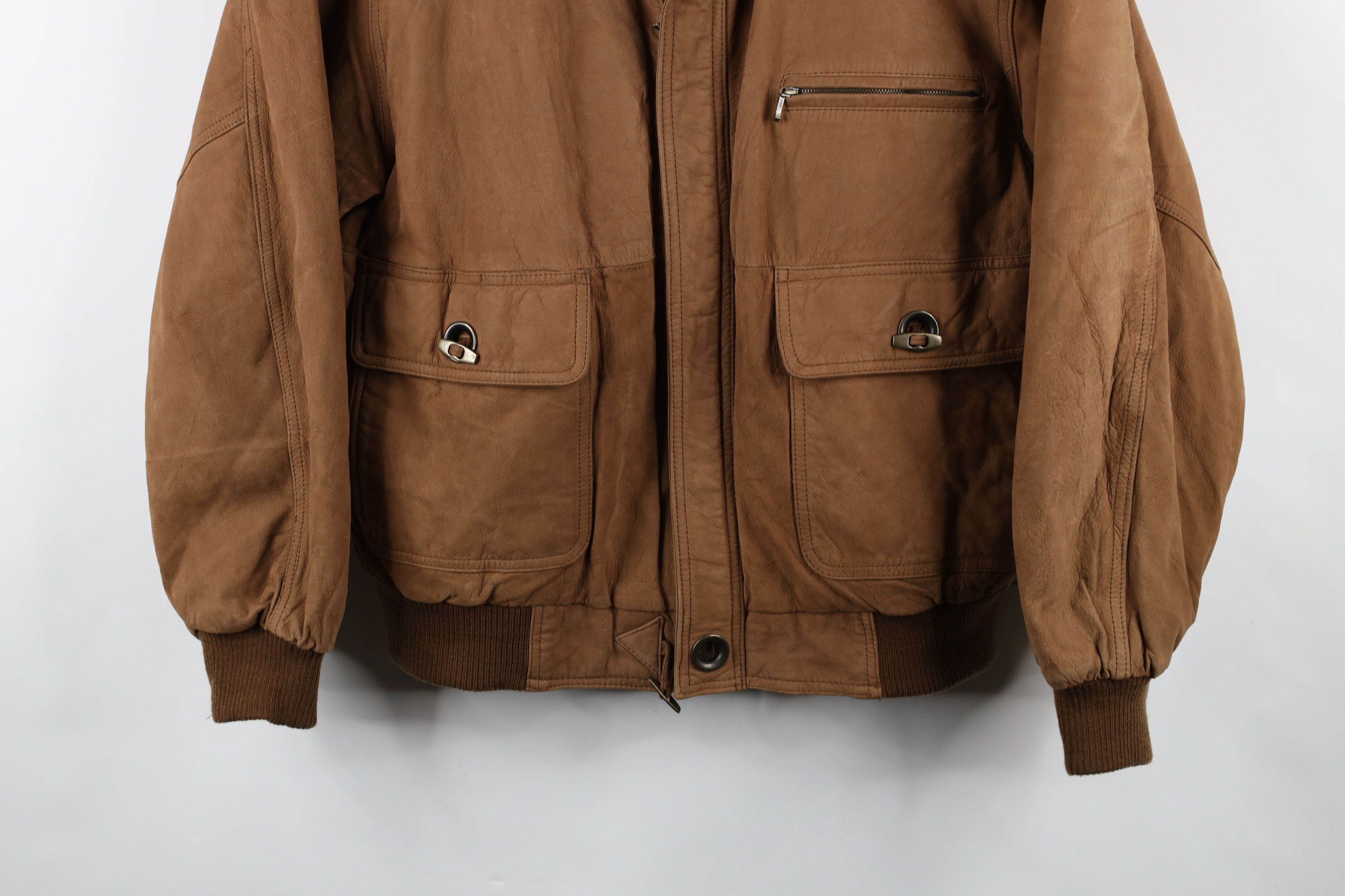 Vintage Vintage 90s Streetwear Button Suede Leather Bomber Jacket Size US XL / EU 56 / 4 - 3 Thumbnail