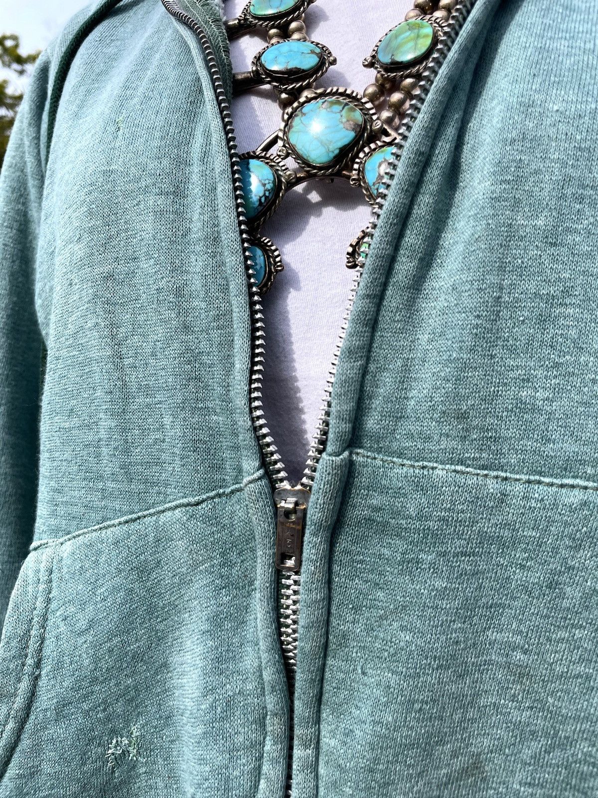 RRL Ralph Lauren Vintage 1950s Faded Green Hoodie Size M Talon Zipper Size US M / EU 48-50 / 2 - 2 Thumbnail