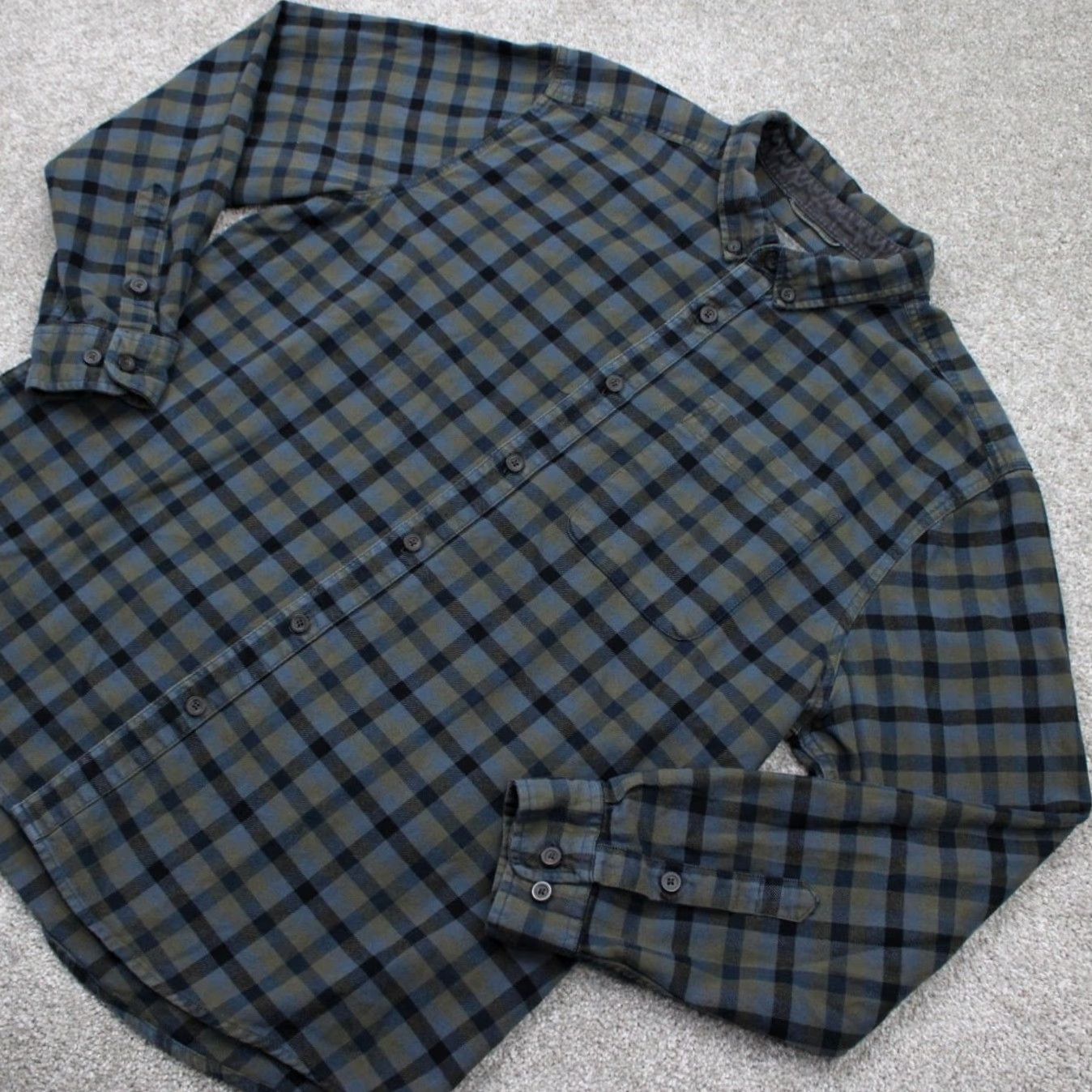 Royal Robbins Royal Robbins Shirt Adult XL Green/Blue Plaid Button-Up Cotton L/S Relaxed Fit Mens Size US XL / EU 56 / 4 - 3 Thumbnail