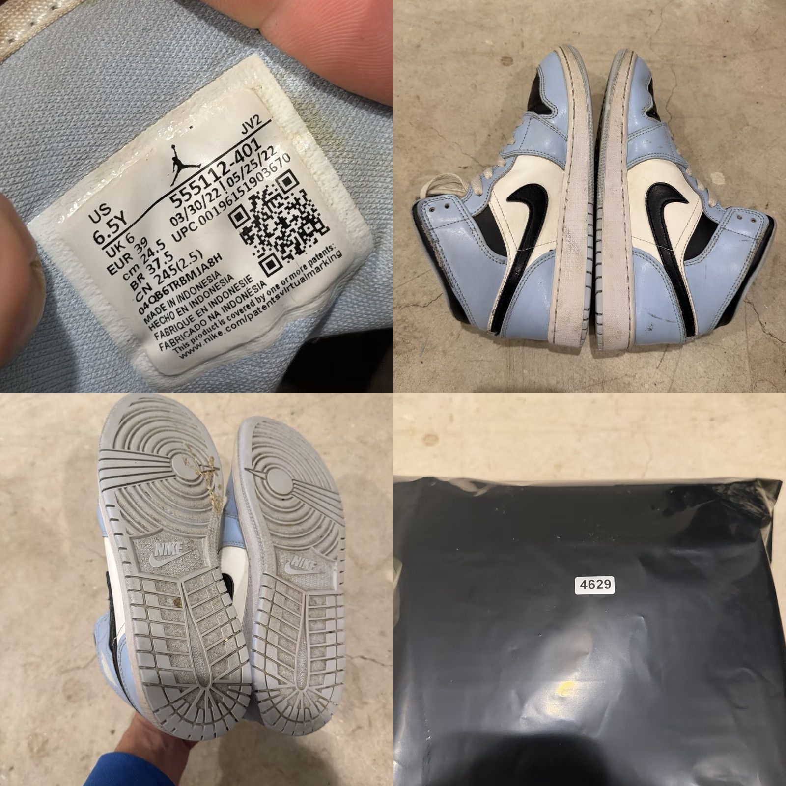 Nike VINTAGE Nike Air Jordan 1 Mid GS Ice Blue Black White *DISTRESSED* Shirt Size US 7 / EU 40 - 8 Thumbnail
