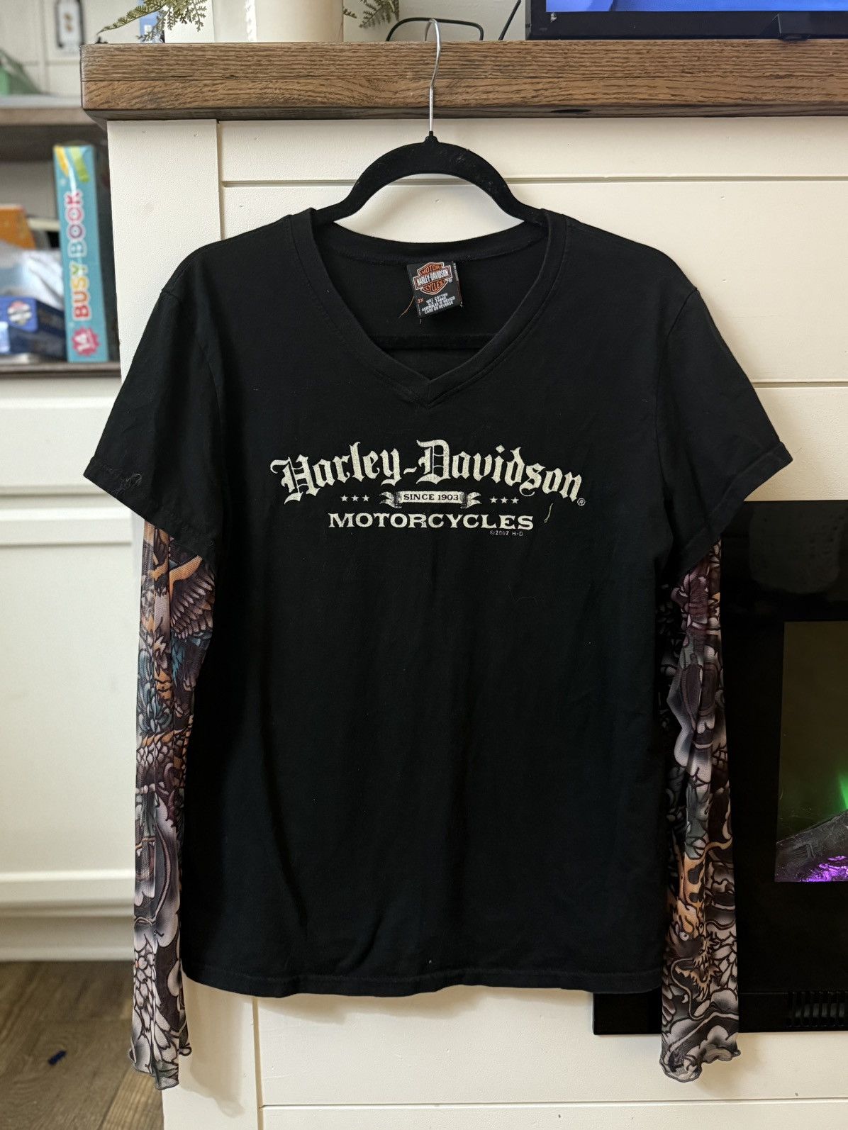 Harley Davidson Vintage Harley Davidson w/ Mesh Tattoo Sleeves Size 3XL / US 20-22 - 1 Thumbnail