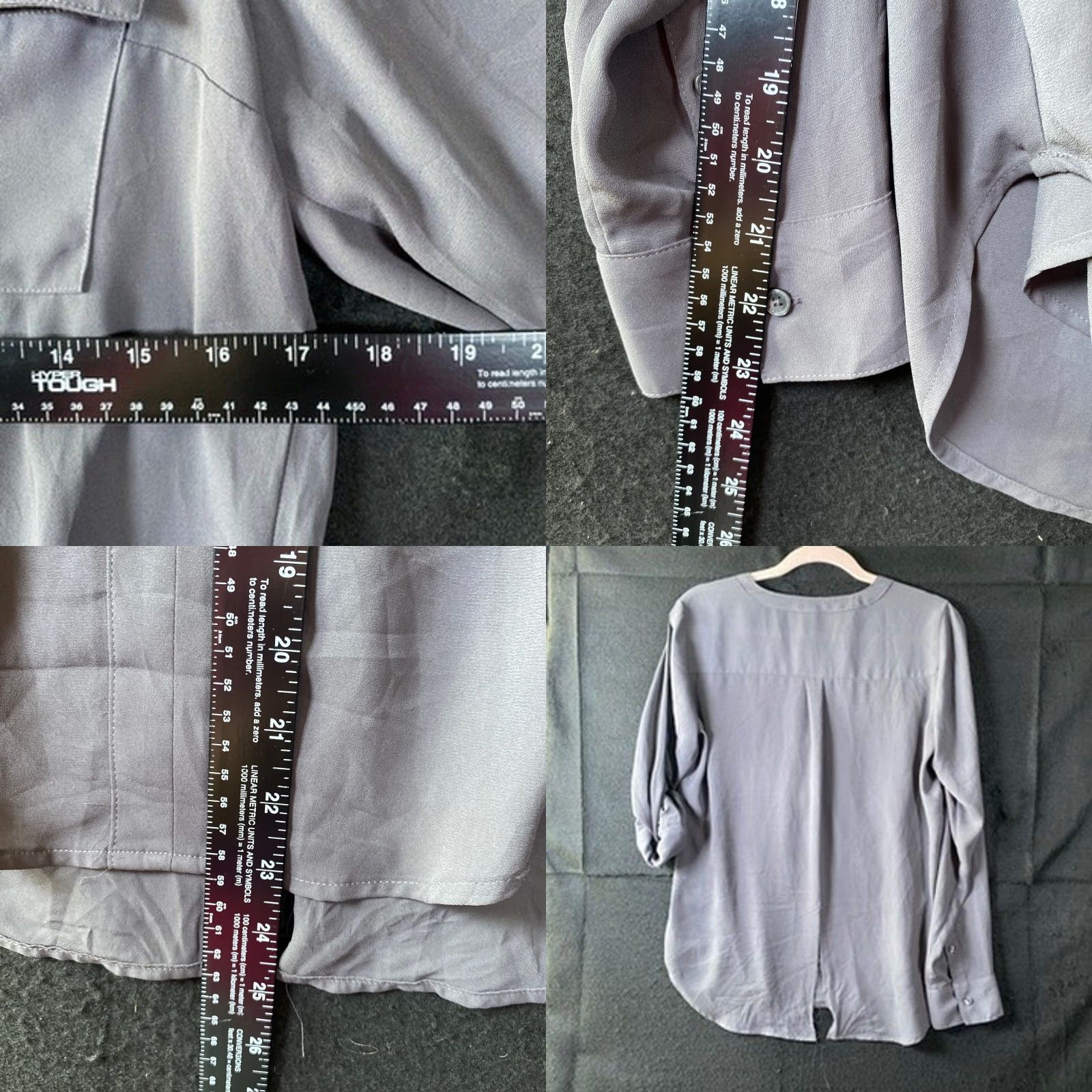 Express Express Blouse Gray V-Neck Zipper Roll Tab Sleeve Small Womens Size S / US 4 / IT 40 - 8 Thumbnail
