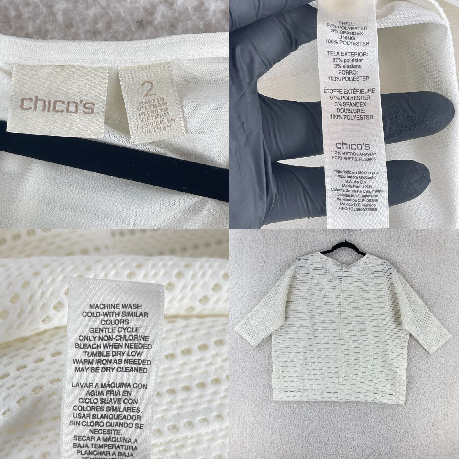 Vintage Chico's Shirt Womens Large White Dolman Sleeve Pullover Lined Casual Size L / US 10 / IT 46 - 8 Thumbnail