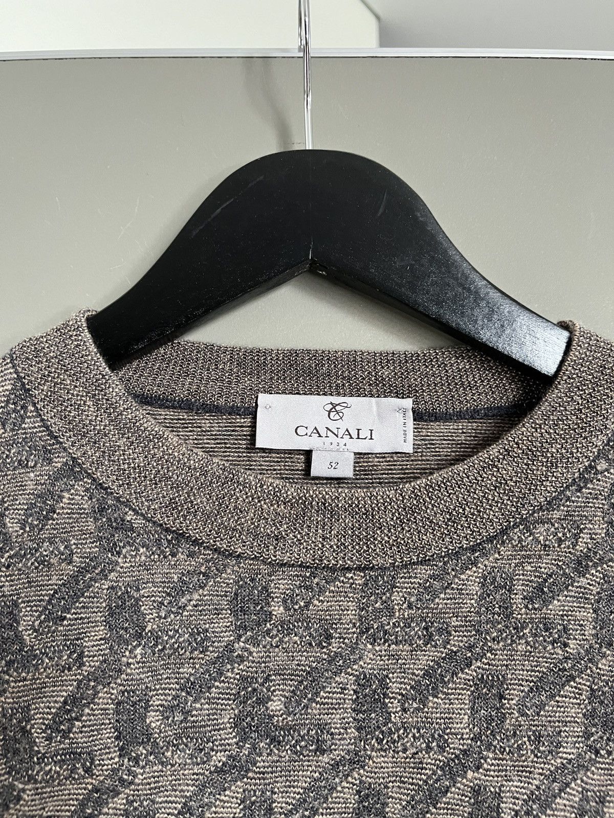 Canali Canali Wool Monogram Sweater Size US L / EU 52-54 / 3 - 2 Thumbnail