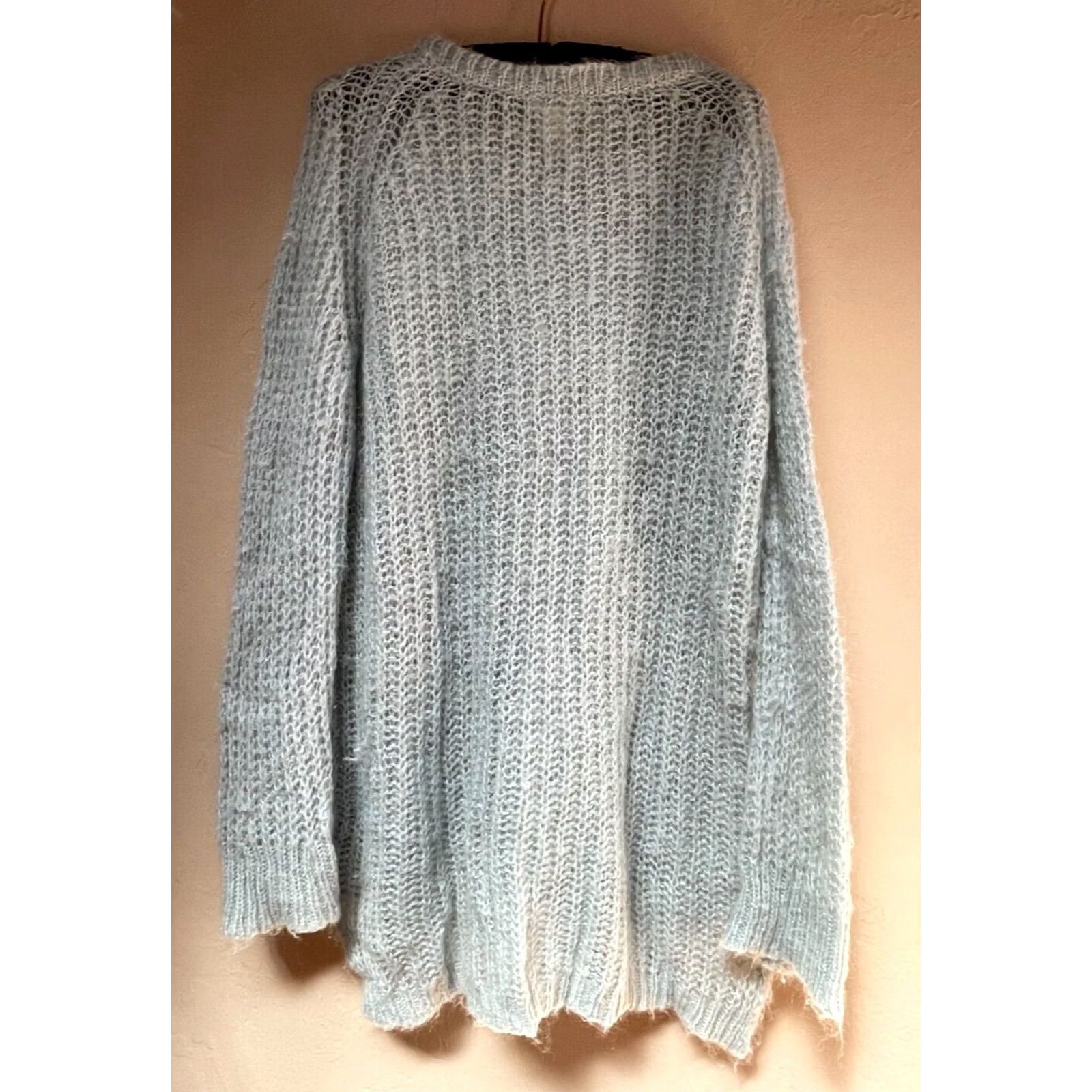 Vintage Sundance Womens Blue Mohair Lambswool Pullover Sweater Medium Knitted Hi-Low Hem Size M / US 6-8 / IT 42-44 - 2 Thumbnail