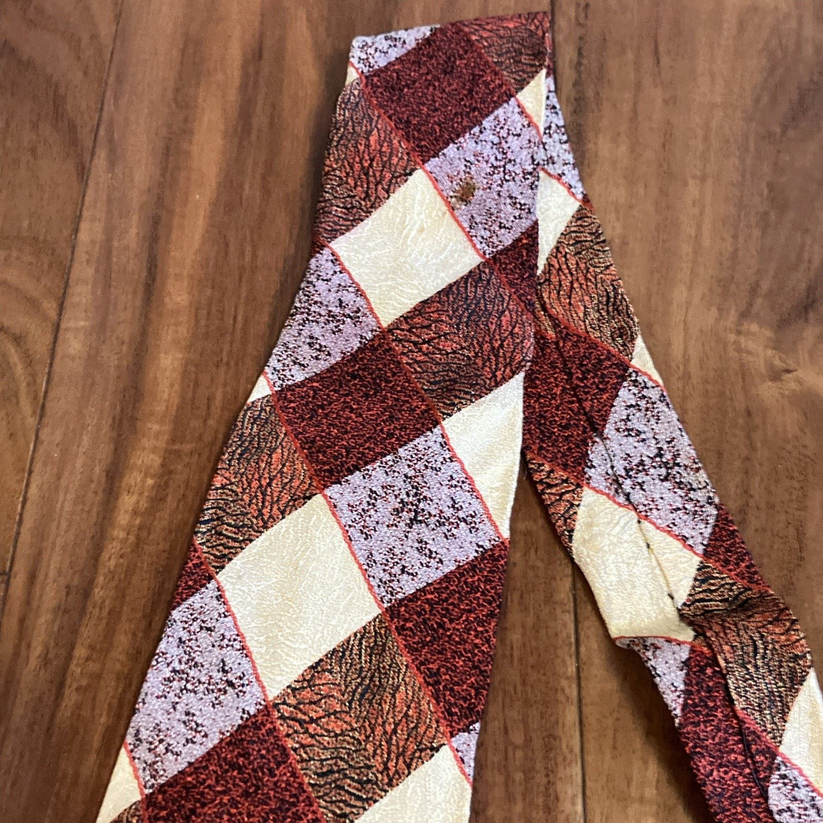 Handmade 1930s Necktie Checkered Swing Tie Art Deco Single Stitch Size ONE SIZE - 18 Thumbnail