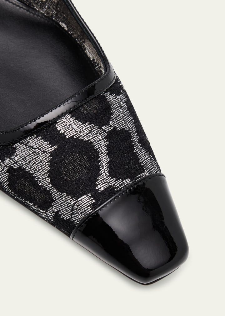 Alexandre Birman os11x1225 Olivia Lace Slingback Flats in Black Size US 7 / IT 37 - 3 Thumbnail