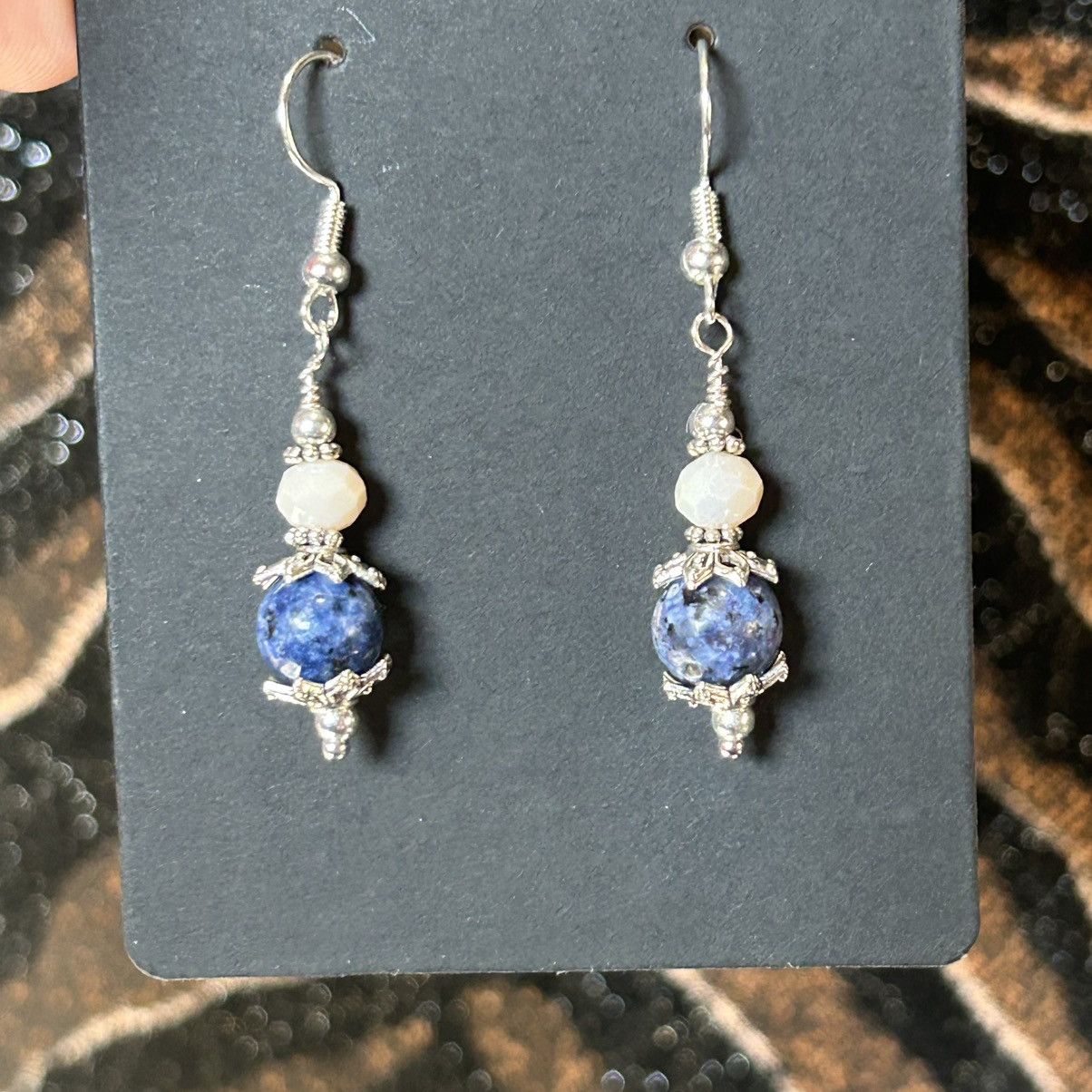 Handmade Handcrafted elegant bead capped sodalite faceted earrings Size ONE SIZE - 2 Thumbnail