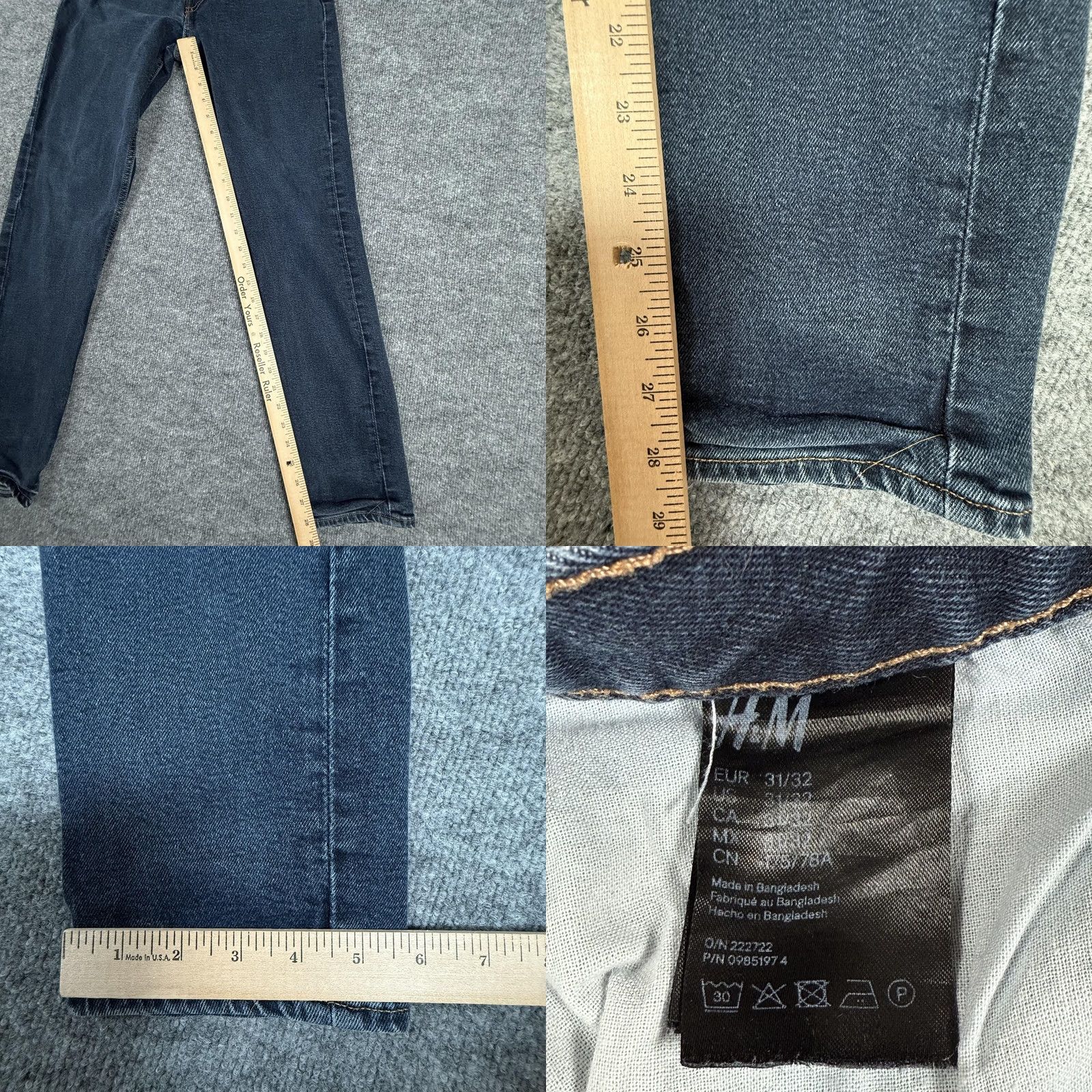 H&M H&M Slim Jeans 31x32 Blue Stretch Denim Classic Fit Straight Leg Pants Jeans Mens 31 Slim Regular 31x28.5 Inseam 32 Zip Pockets Cotton Elastane Denim Size US 31 - 8 Thumbnail