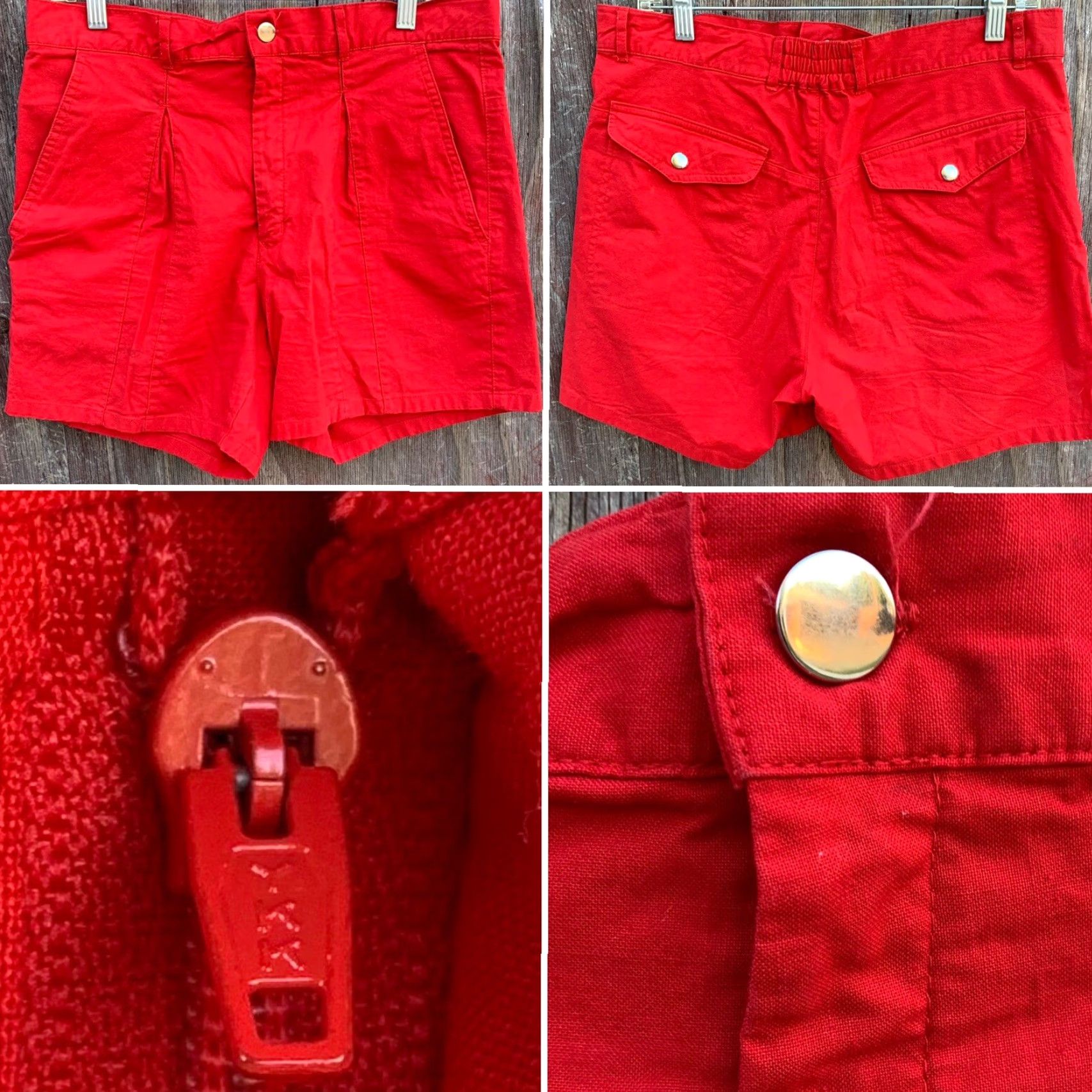 Area VINTAGE KSI Shorts Red Pleated Front Snap Rear Pockets 36 80s 90s 1980s Mens Shirt? Size US 36 / EU 52 - 4 Thumbnail