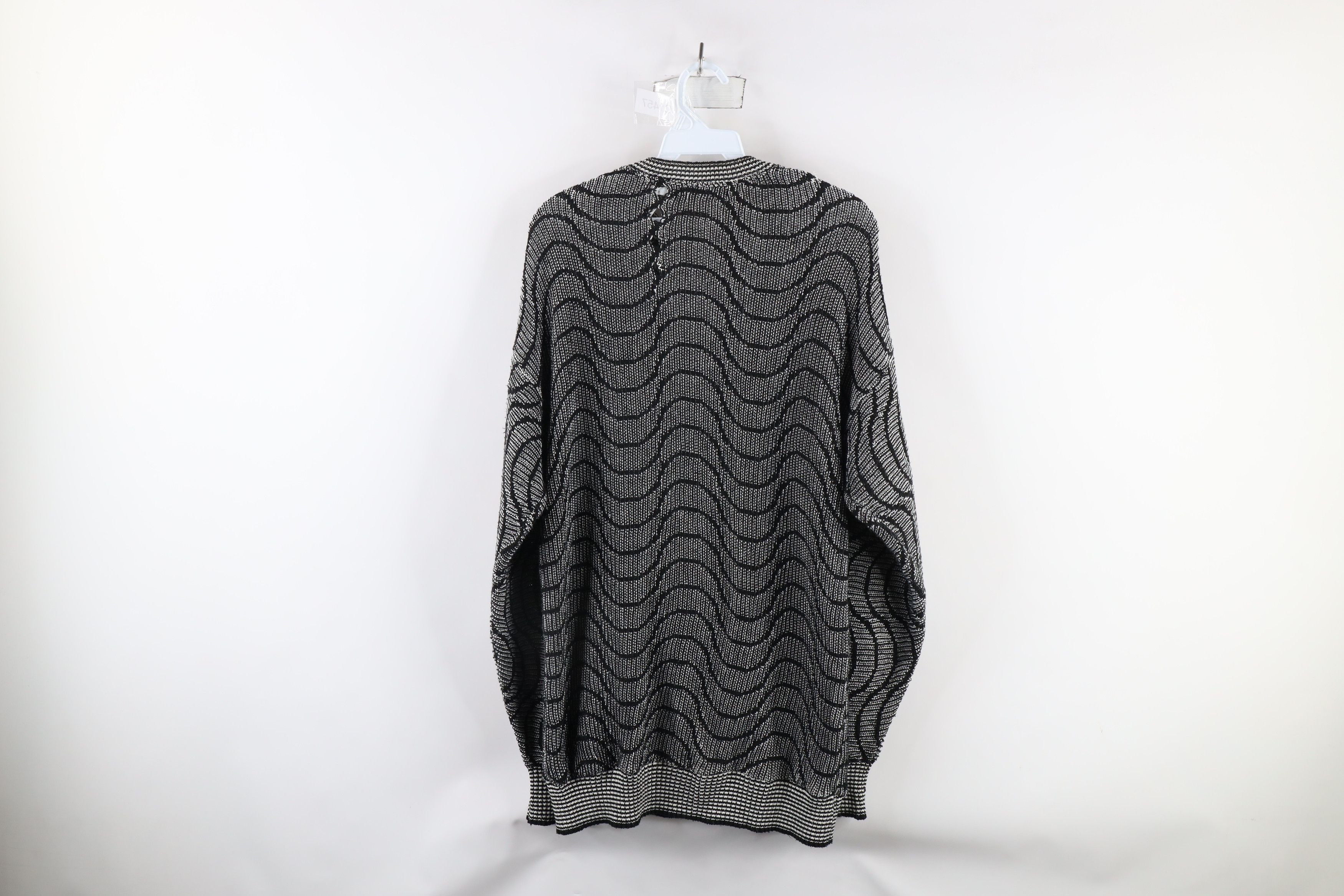 Vintage Vintage 90s Streetwear Wavy Ribbed Knit Crewneck Sweater USA Size US L / EU 52-54 / 3 - 9 Thumbnail