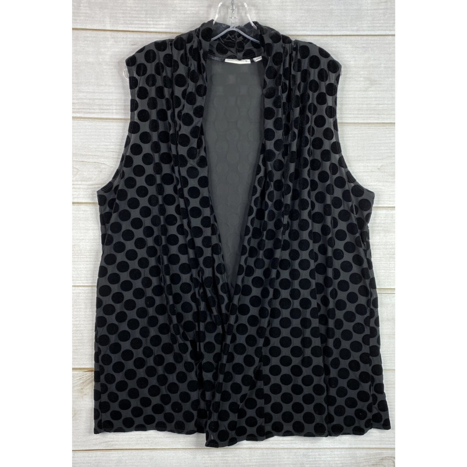 Vintage Susan Graver Cardigan Womens L Black Polka Dot Velvet Stretch Sleeveless Stetch Vintage No Size L / US 10 / IT 46 - 2 Thumbnail