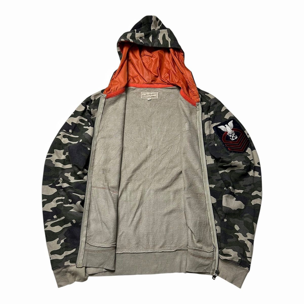 Avirex × If Six Was Nine × Le Grande Bleu (L.G.B.) Vintage 2000s Avirex Zip Up Hoodie Sweatshirt Camouflage USN Size US M / EU 48-50 / 2 - 3 Thumbnail