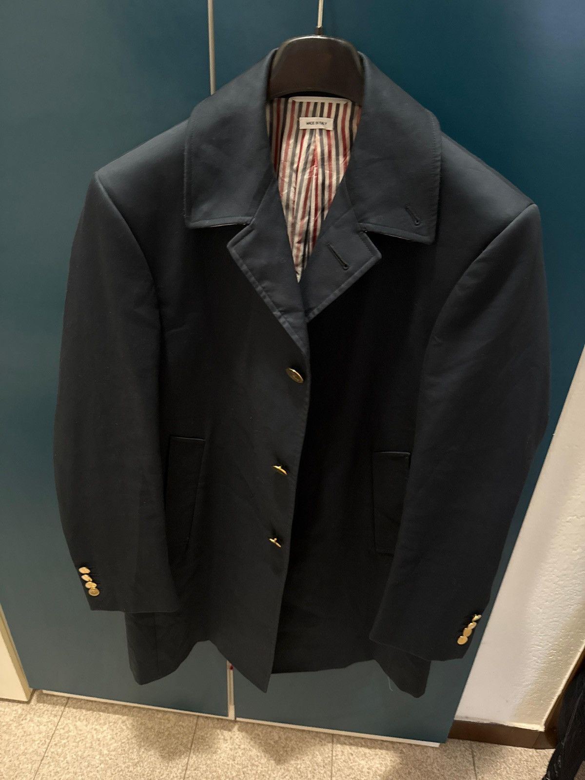 Thom Browne Thom Browne Navy Jacket – Signature Stripe Lining – Size 2 Size US M / EU 48-50 / 2 - 19 Thumbnail
