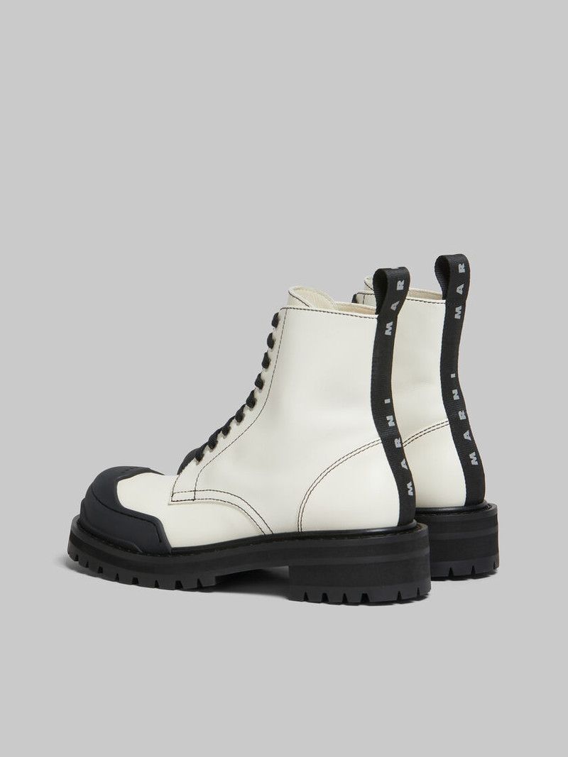 Marni o1w1db11125 Leather Dada Army Combat Boot in White Size US 6 / IT 36 - 3 Thumbnail