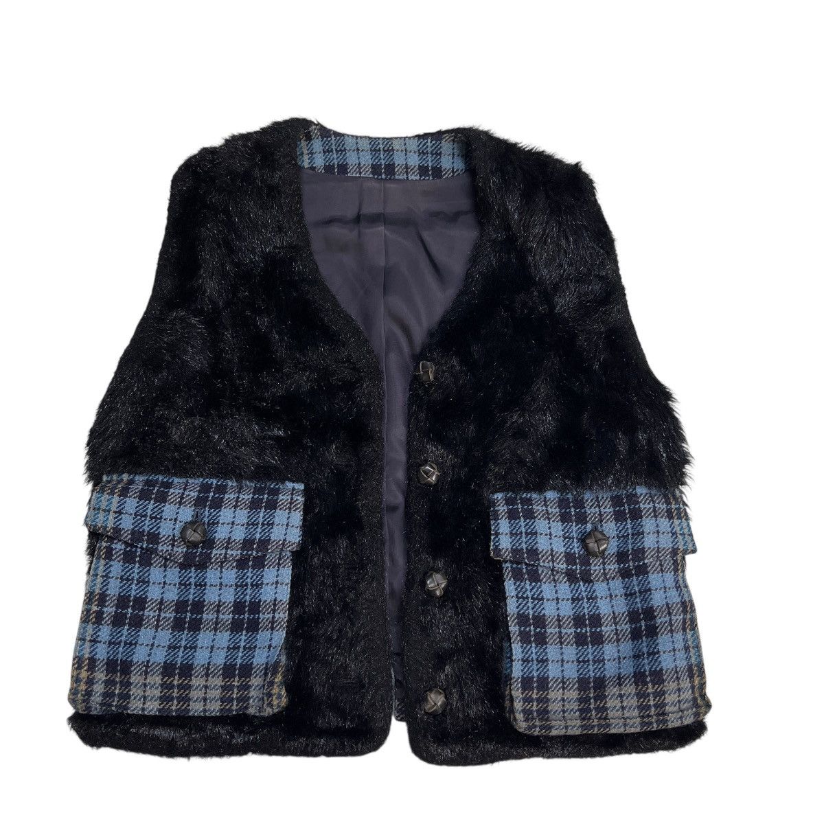 Issey Miyake Issey Miyake Tsumori Chisato Design Faux fur Check vest Size US M / EU 48-50 / 2 - 6 Thumbnail
