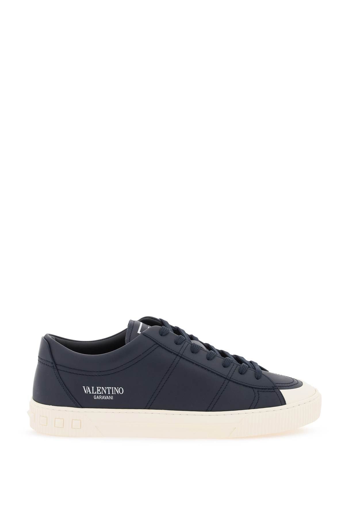 image of Valentino Garavani Leather Cityplanet Sneakers in Marine Ivory, Men's (Size 7)