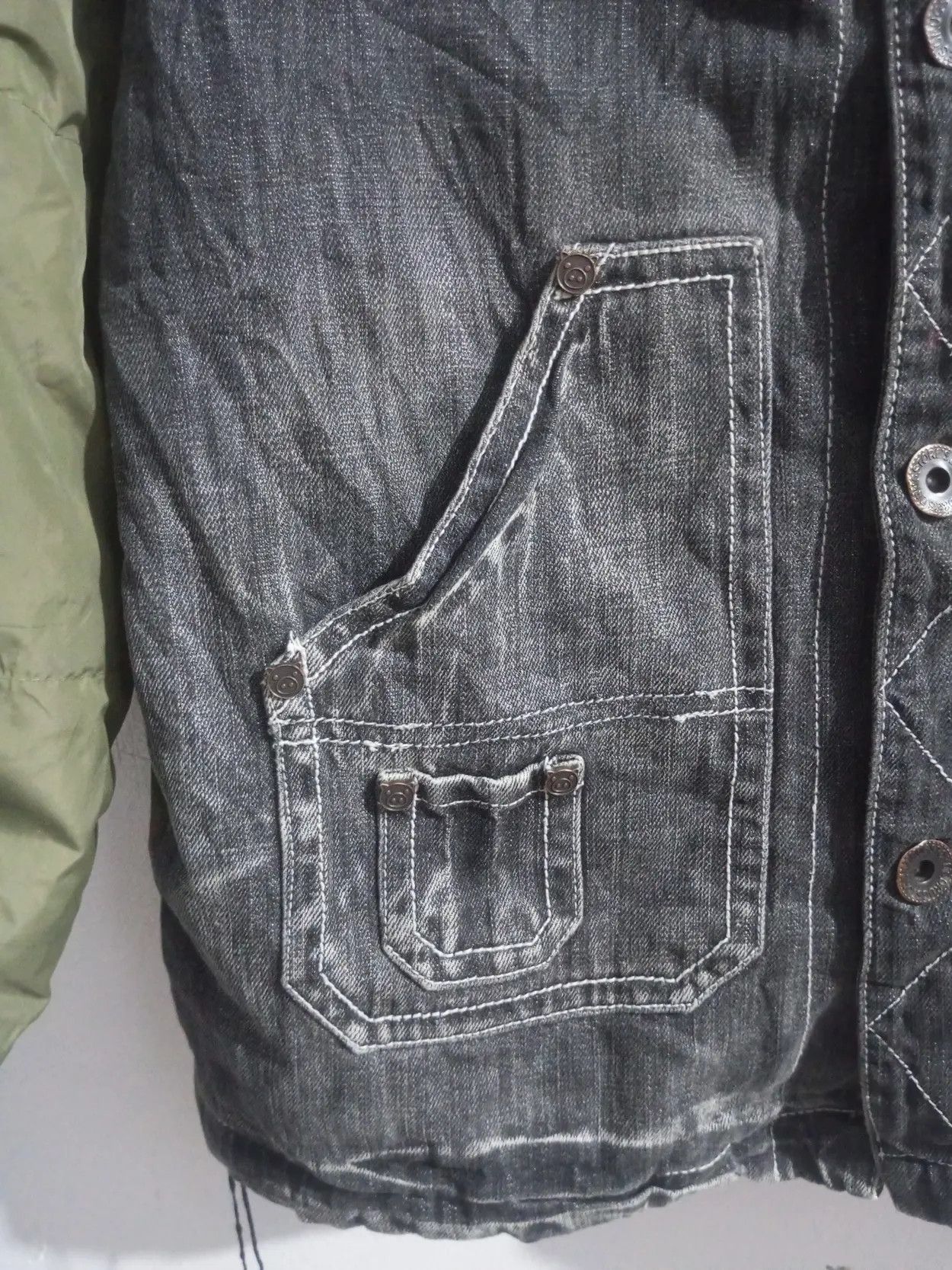 Japanese Brand Drug store's multi pocket denim mix paracute jacket Size US M / EU 48-50 / 2 - 5 Thumbnail