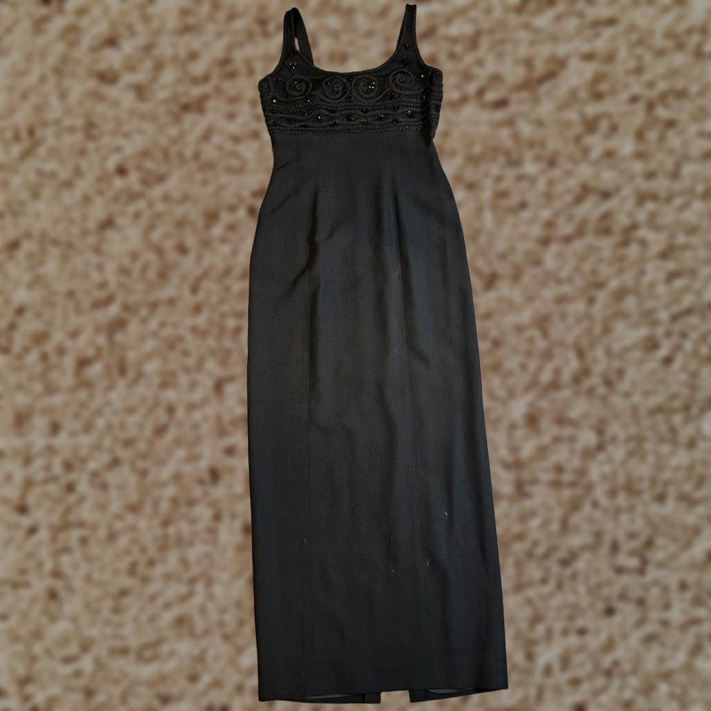 Vintage Rimini Dress Womens 6 Black Maxi Beaded Embroidered Sleeveless Cocktail Length - Vintage? Wait Not Vintage Size M / US 6-8 / IT 42-44 - 1 Thumbnail