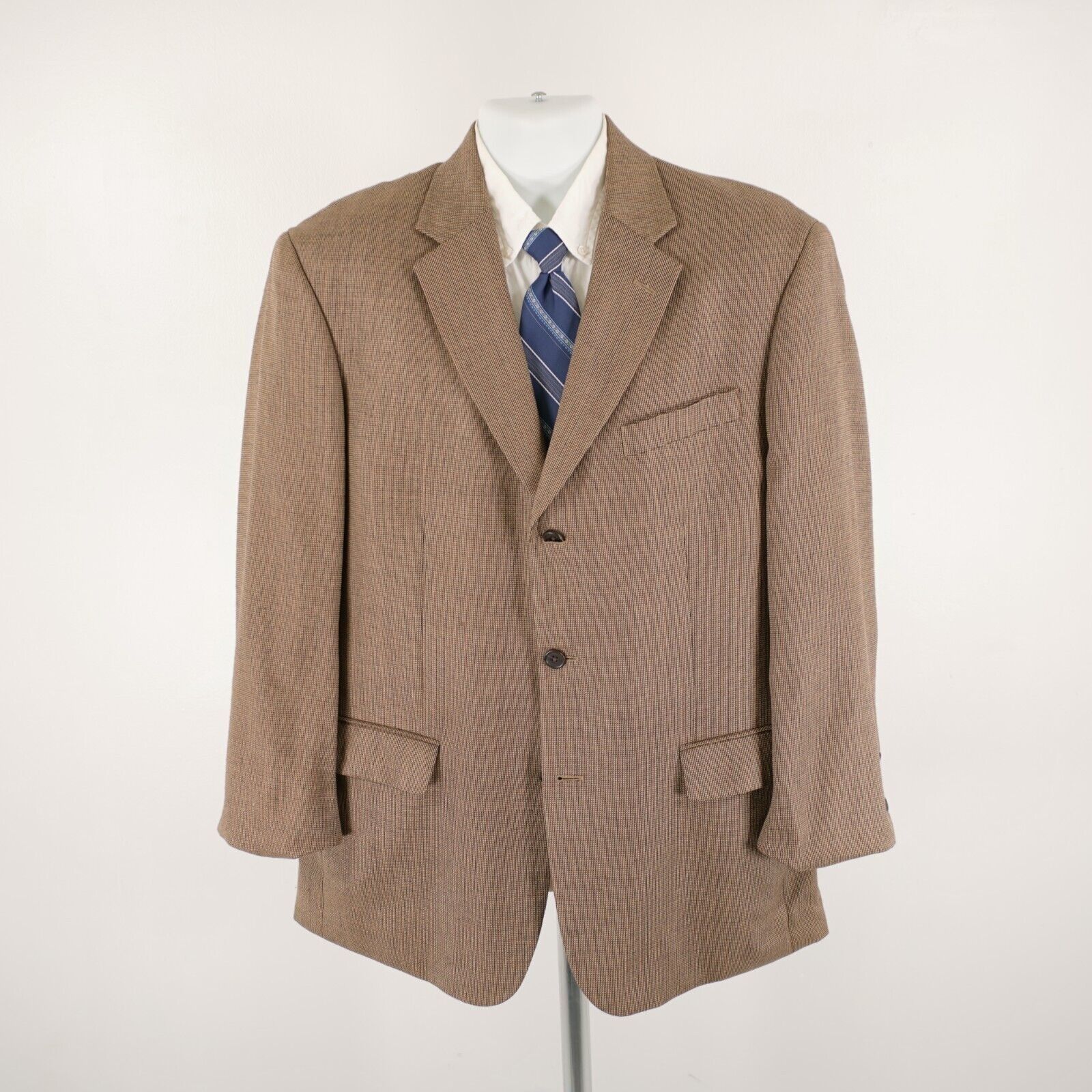 Lord & Taylor Nautica Lord & Taylor Brown Blue Check Silk Wool 3 Button Sp Size 42R - 5 Thumbnail